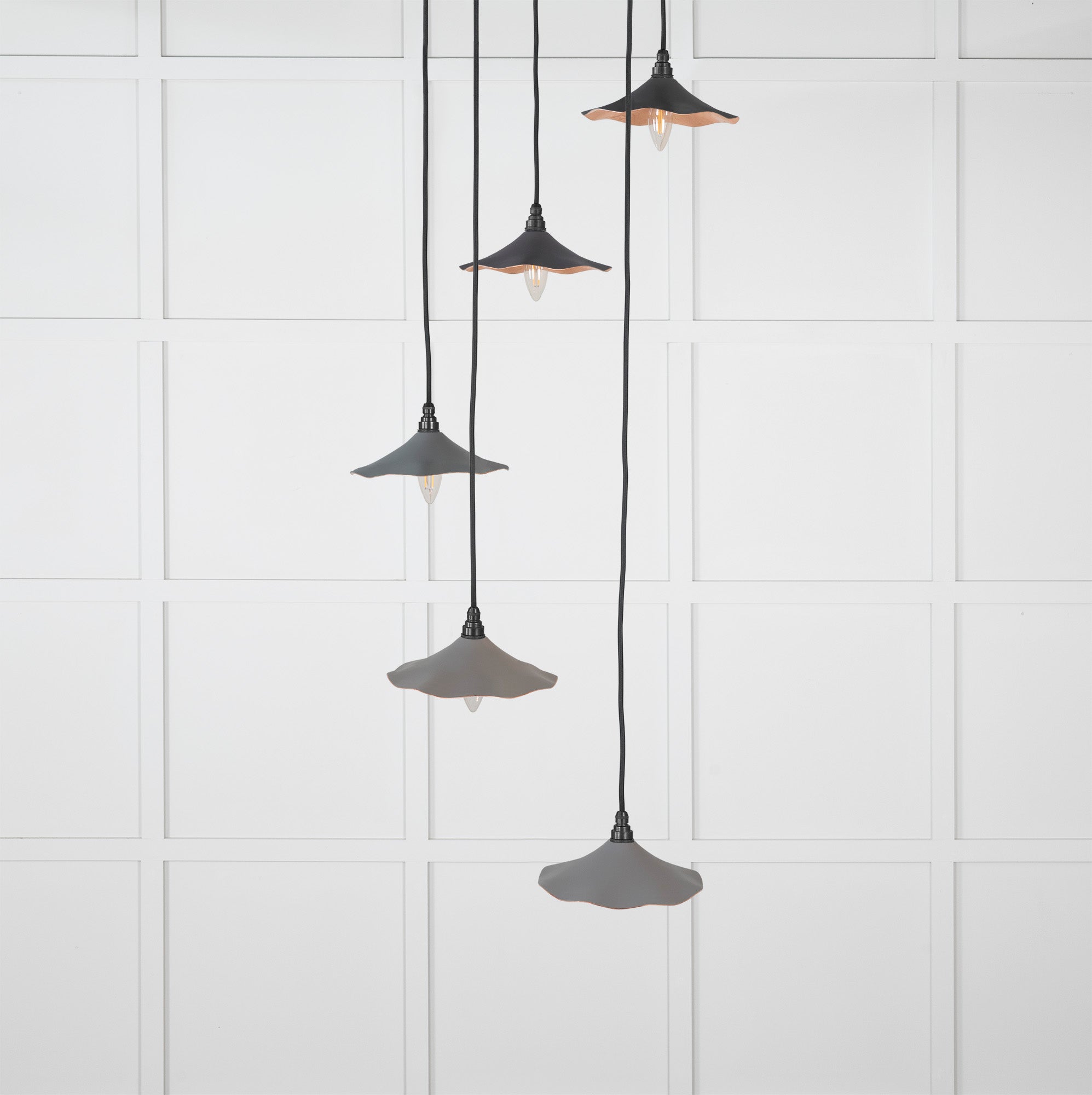 Smooth Copper Flora Cluster Pendant Light Bluff, Front Side.