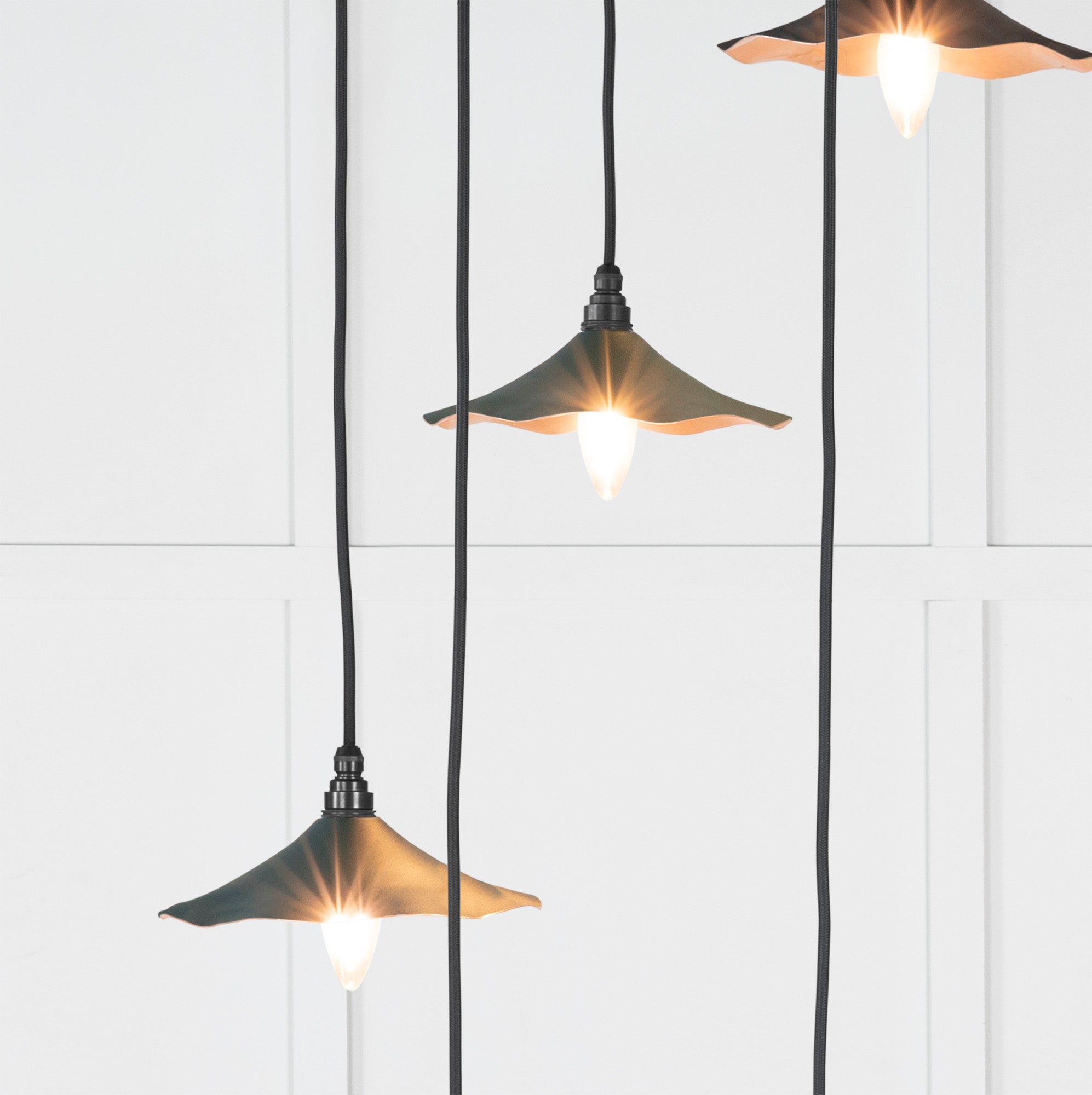 Smooth Copper Flora Cluster Pendant Light Dingle, Underside.