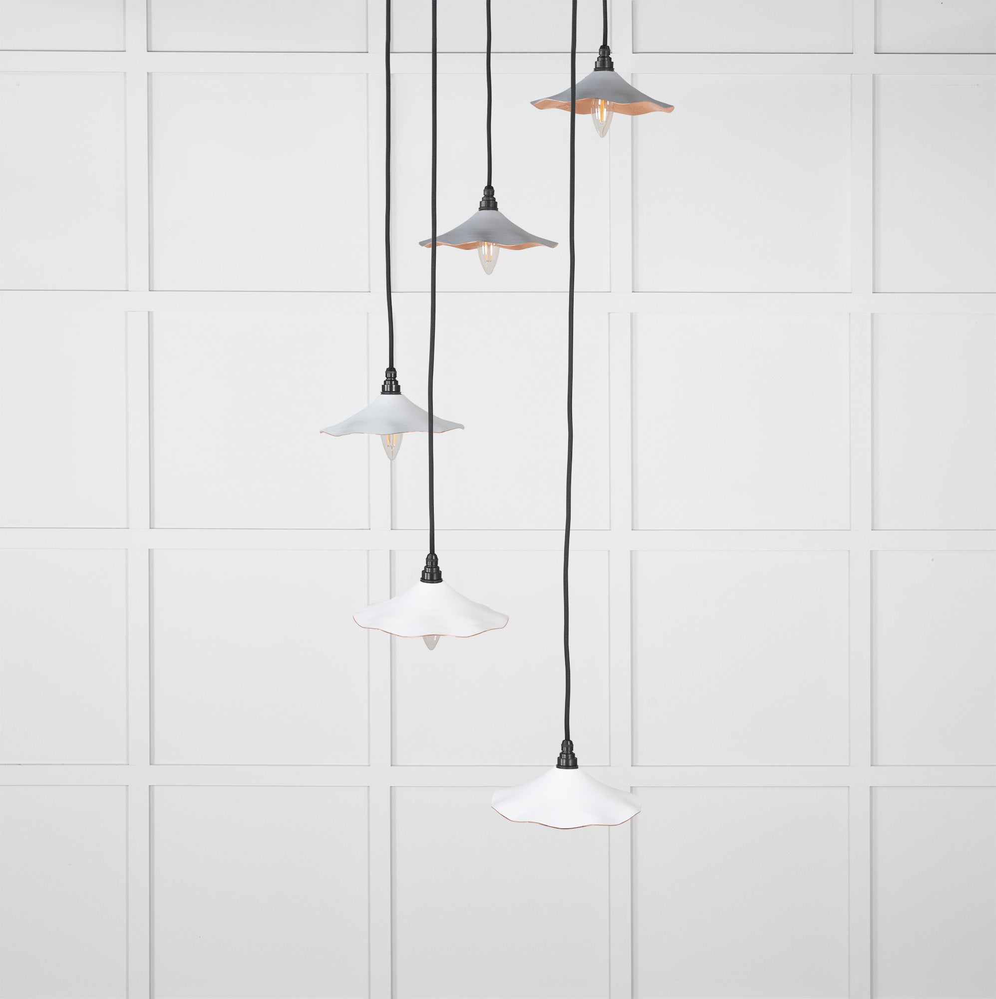 Smooth Copper Flora Cluster Pendant Light Flock, Front Side.