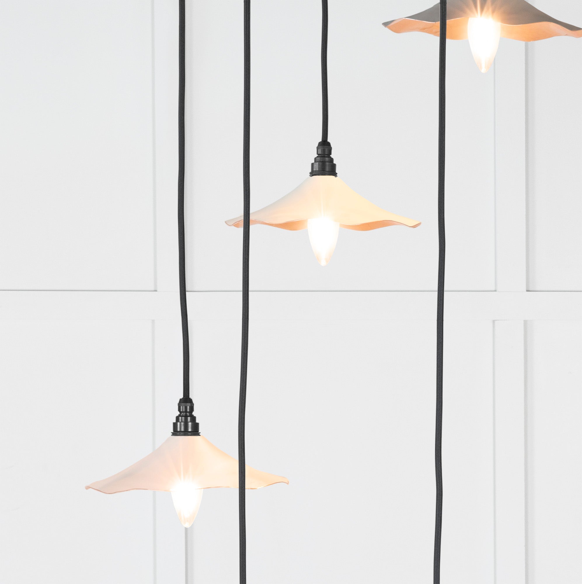 Smooth Copper Flora Cluster Pendant Light Teasel, Underside.