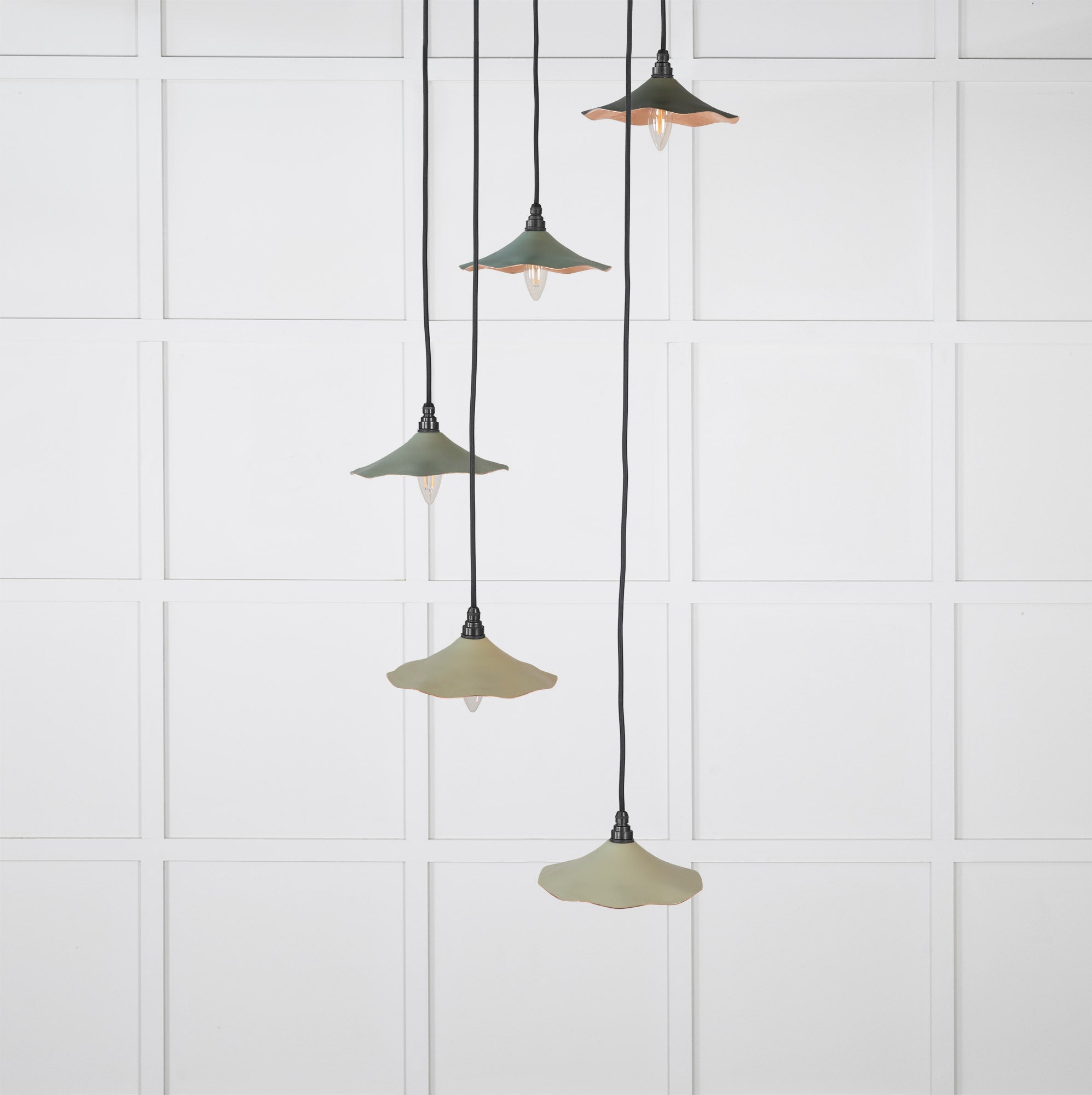 Smooth Copper Flora Cluster Pendant Light Tump, Front Side.