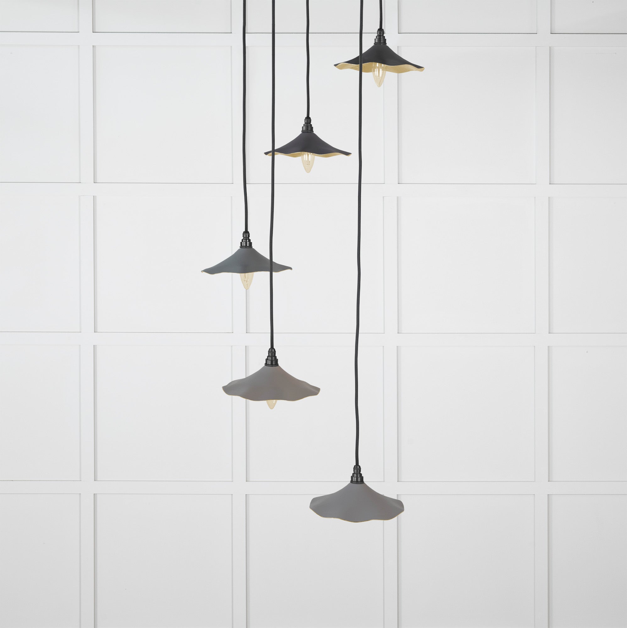 Smooth Brass Flora Cluster Pendant Light Bluff, Front Side.