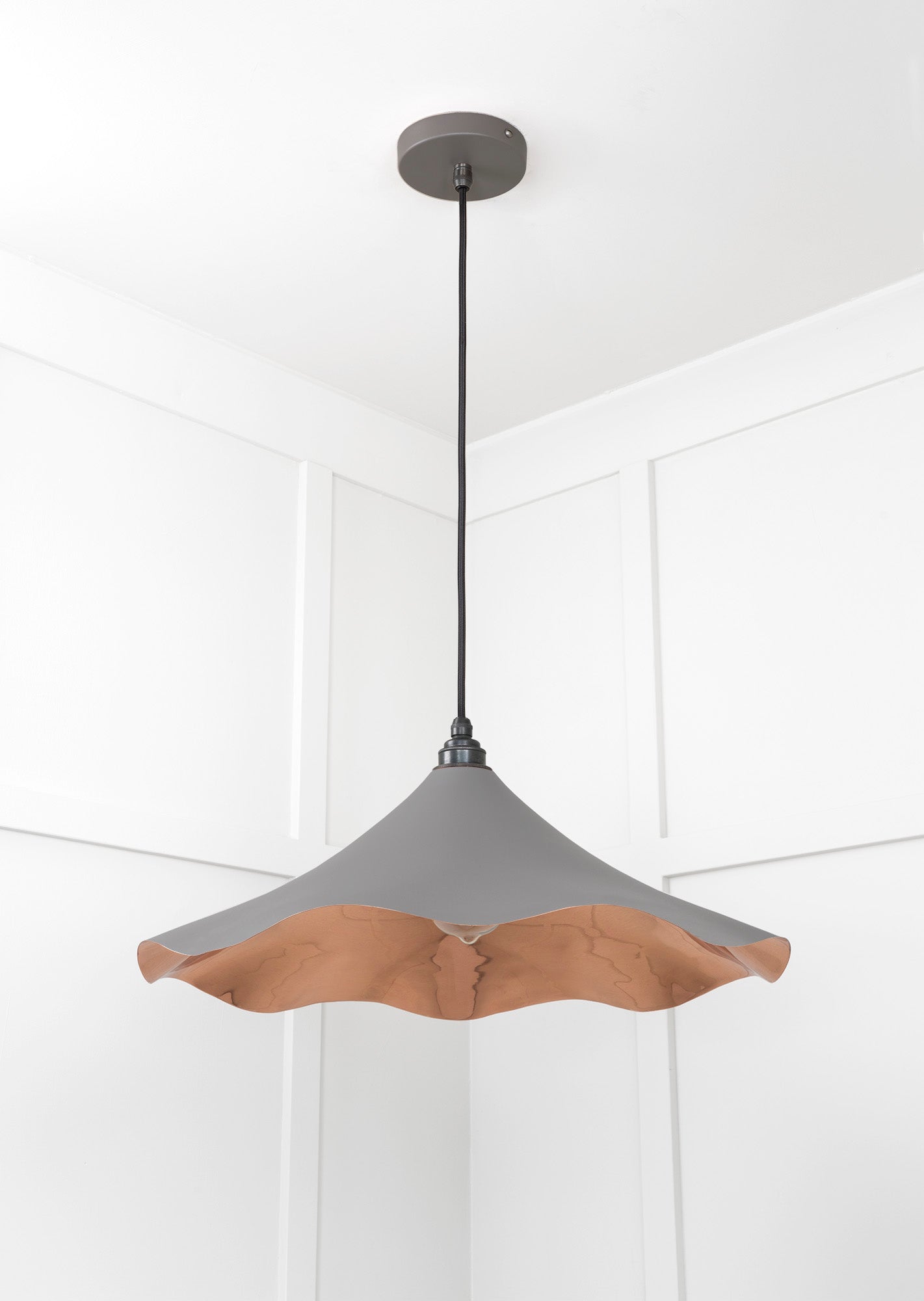 Smooth Copper Flora Pendant Light Bluff, Underside.
