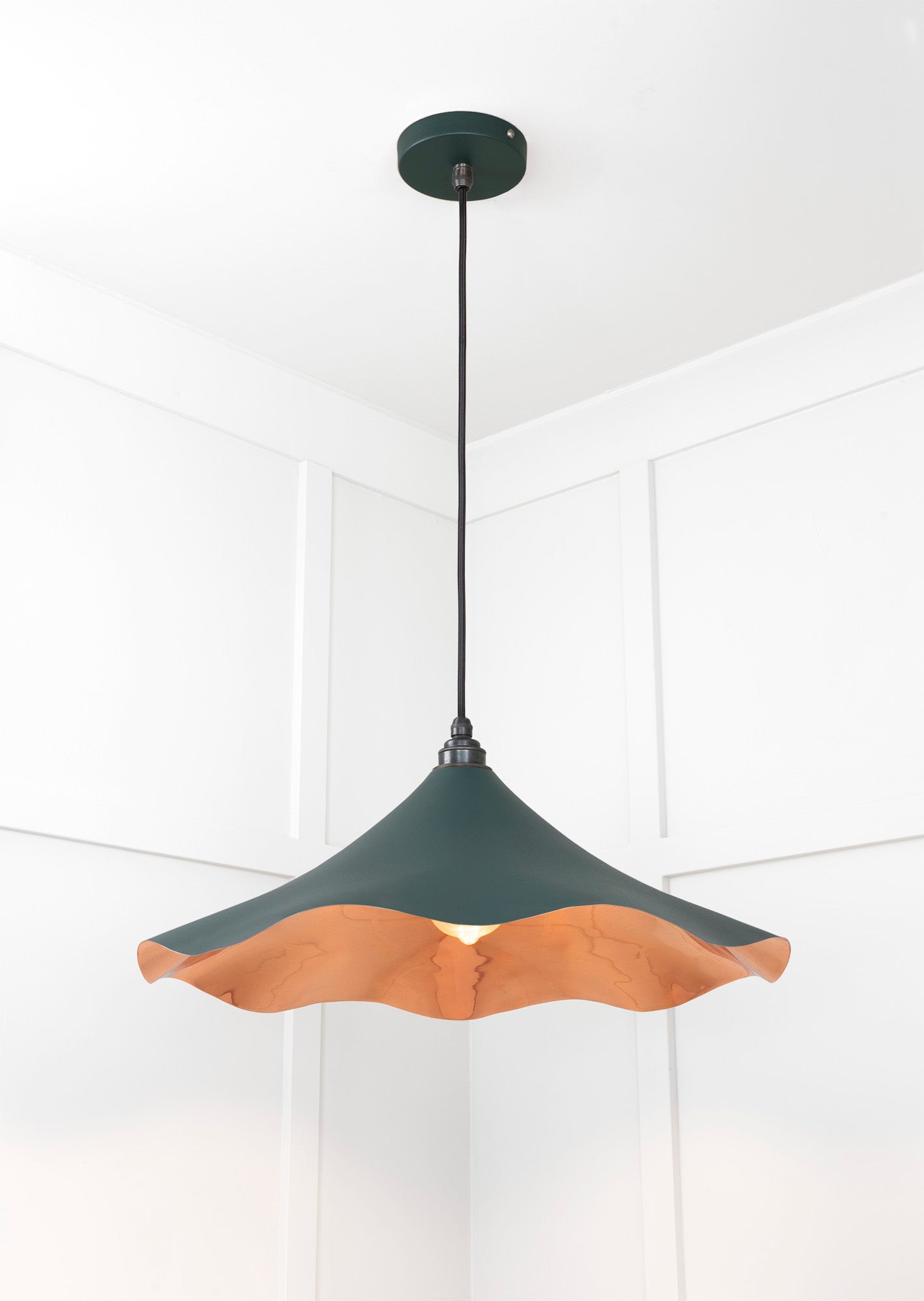 Smooth Copper Flora Pendant Light Dingle, Underside.