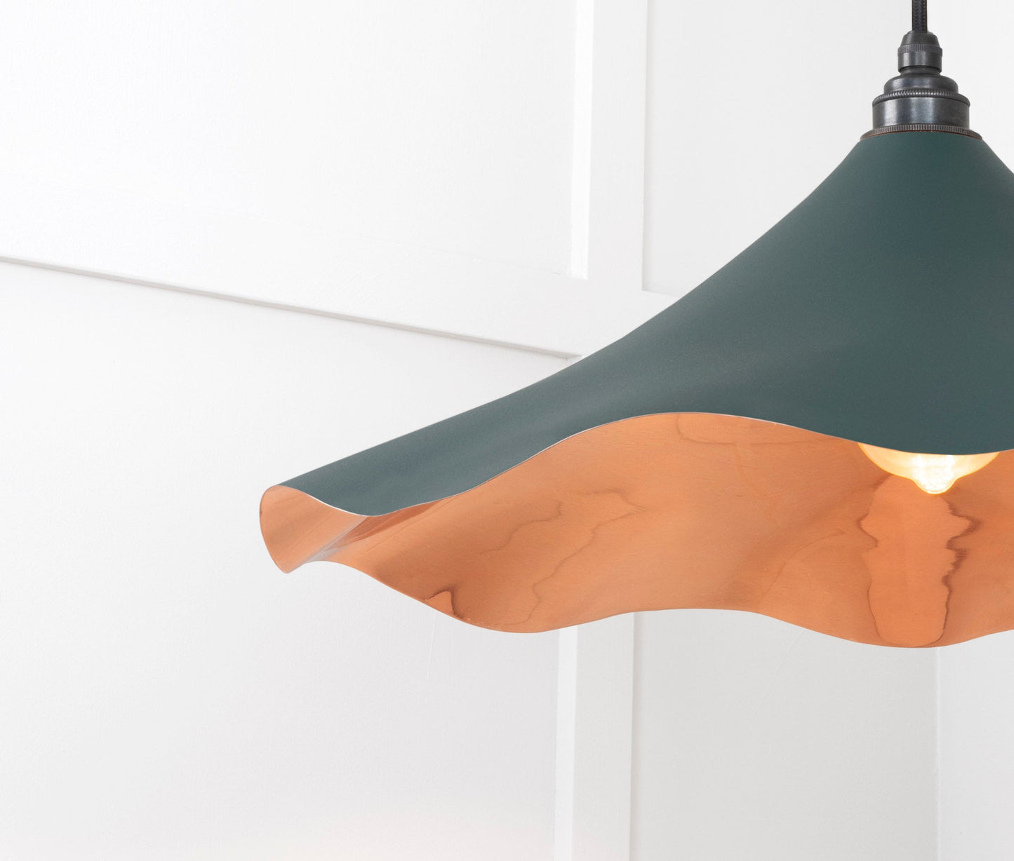 Smooth Copper Flora Pendant Light Dingle, Detailed close up view of pendant.