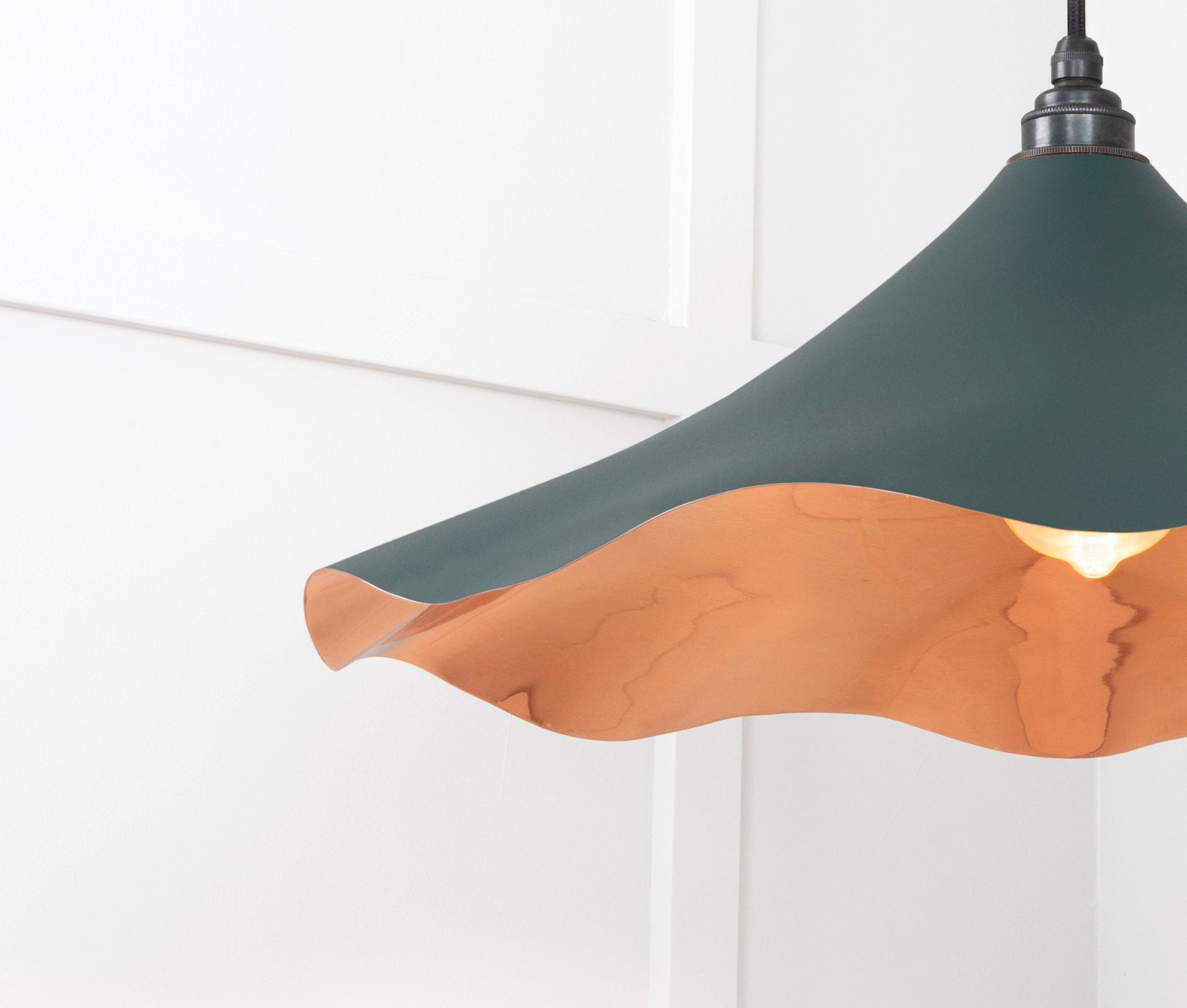 Smooth Copper Flora Pendant Light Dingle, Detailed close up view of pendant.