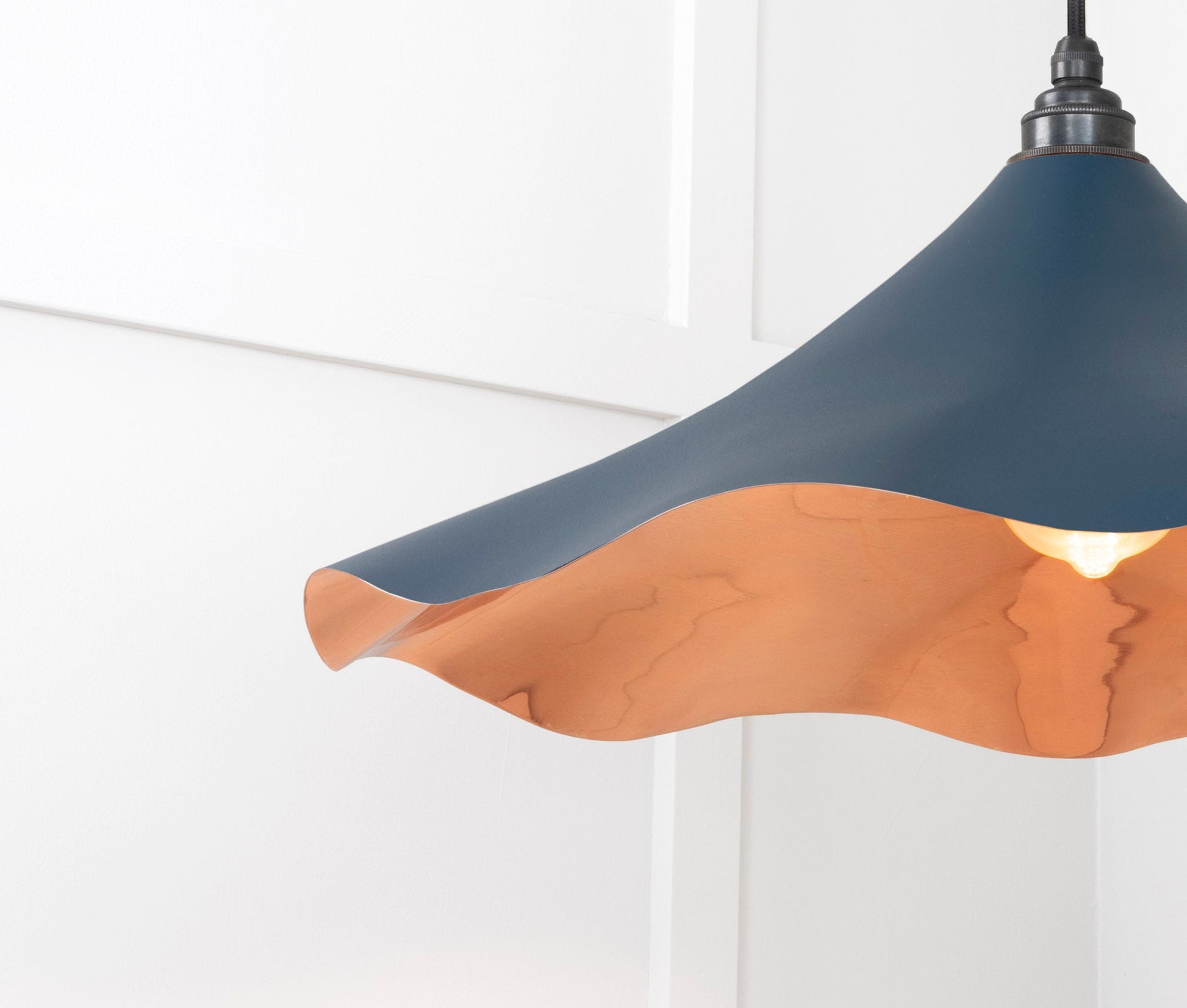 Smooth Copper Flora Pendant Light Dusk, Detailed close up view of pendant.