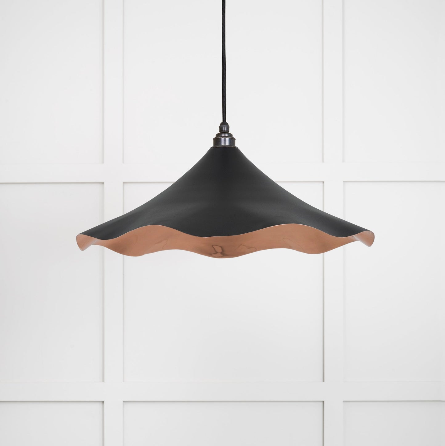Smooth Copper Flora Pendant Light Elan Black, Front Side.