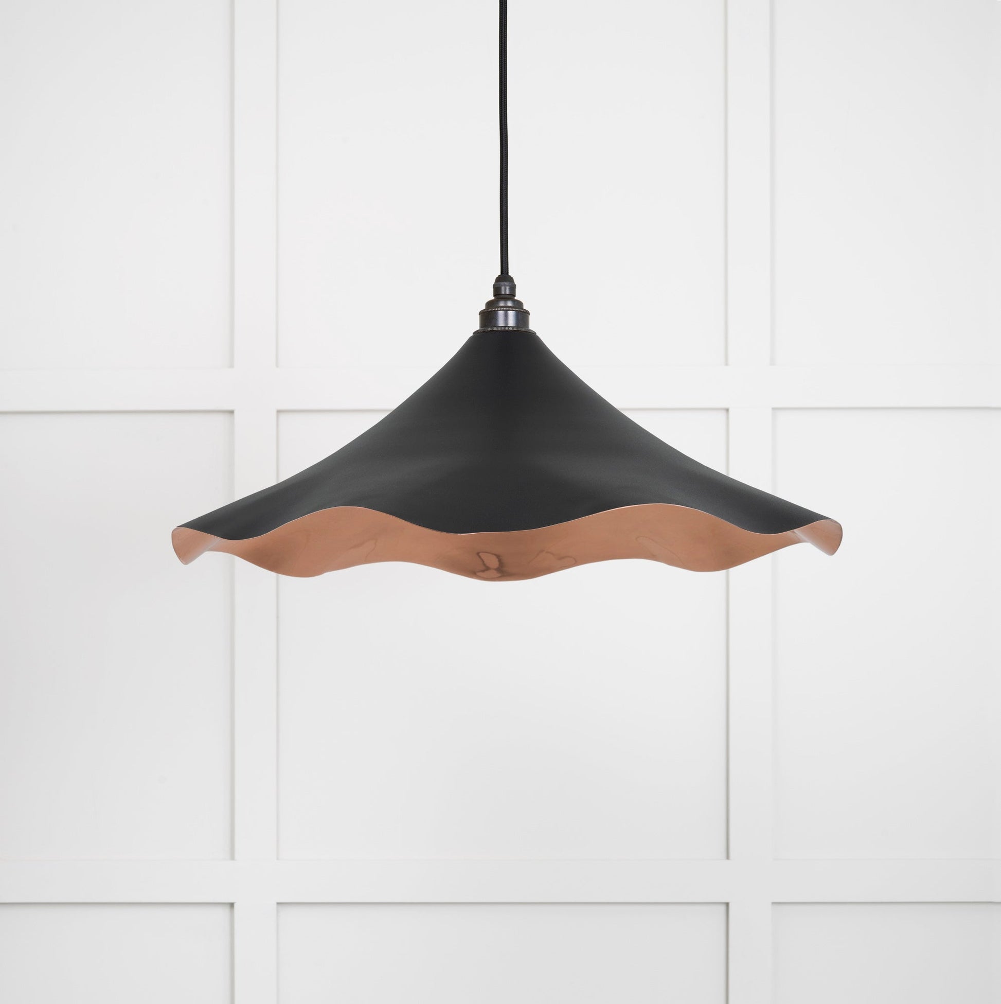 Smooth Copper Flora Pendant Light Elan Black, Front Side.