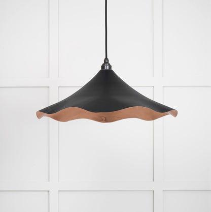 Smooth Copper Flora Pendant Light Elan Black, Front Side.