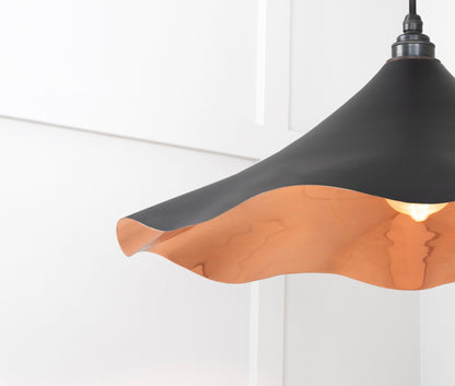 Smooth Copper Flora Pendant Light Elan Black, Detailed close up view of pendant.