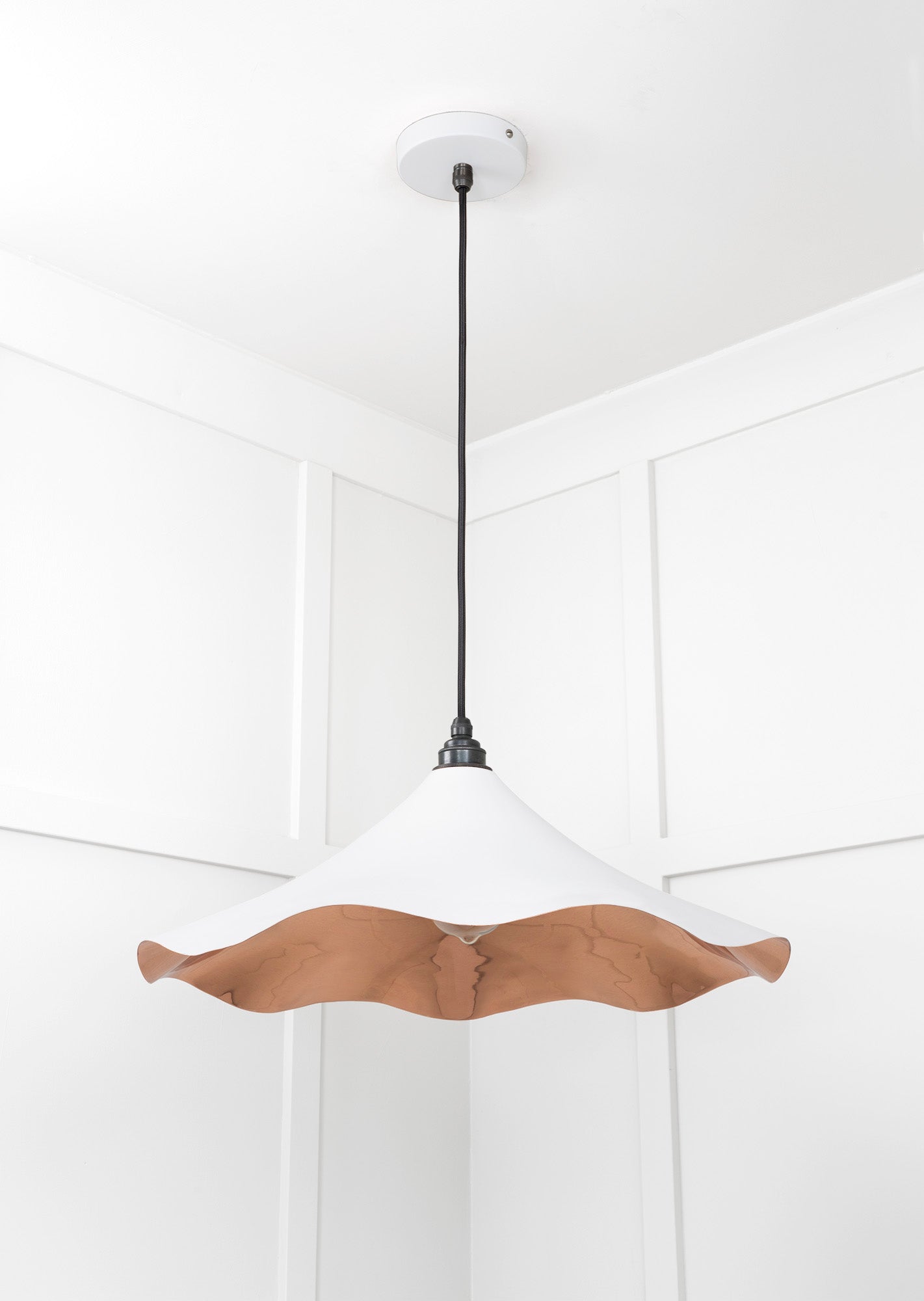 Smooth Copper Flora Pendant Light Flock, Underside.