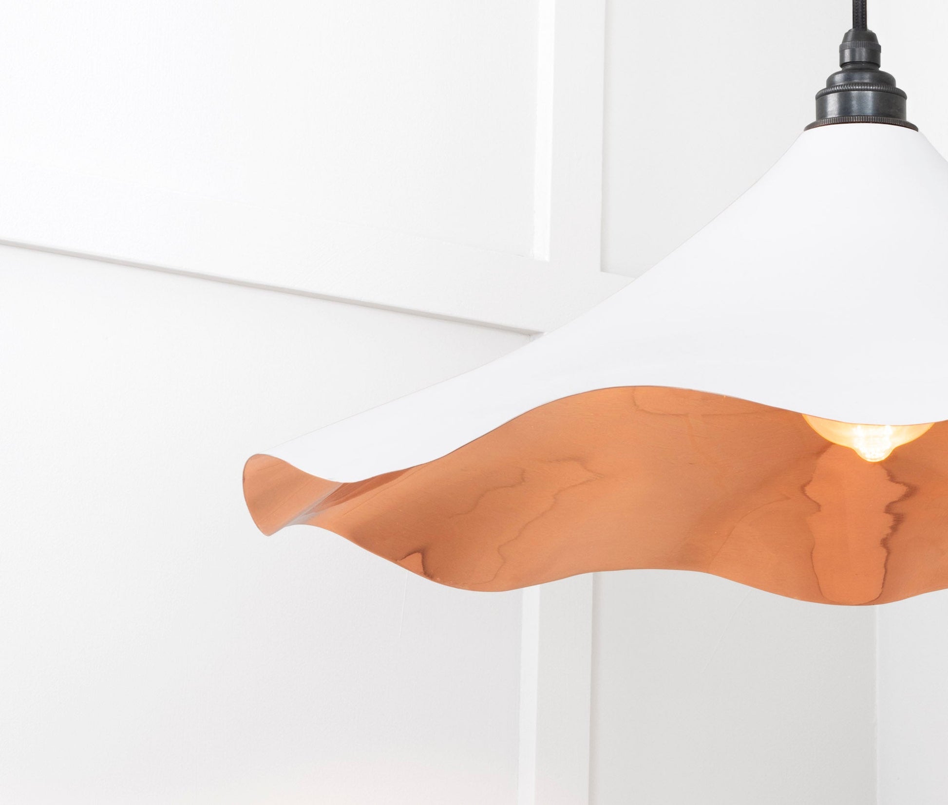 Smooth Copper Flora Pendant Light Flock, Detailed close up view of pendant.
