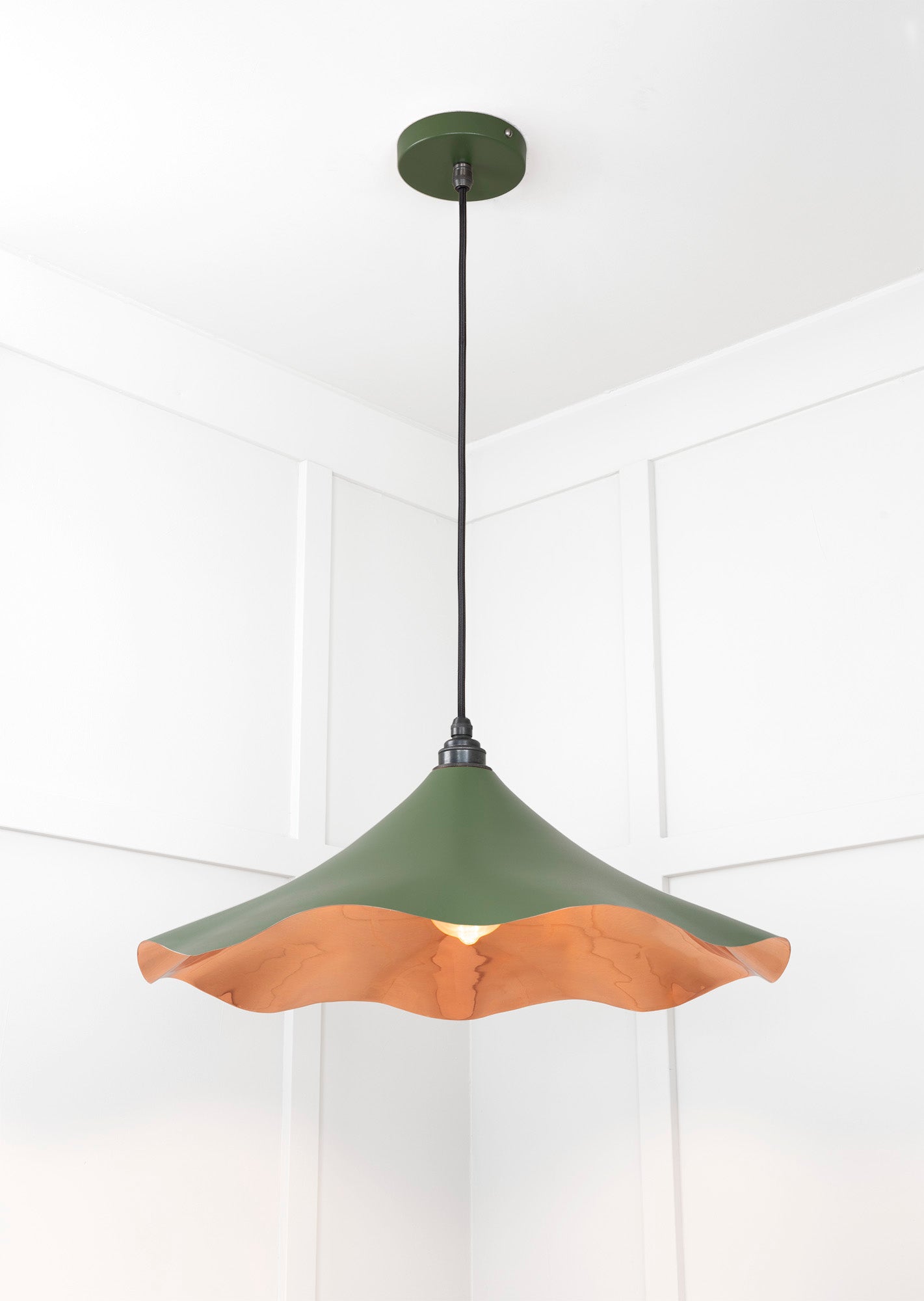 Smooth Copper Flora Pendant Light Heath, Underside.