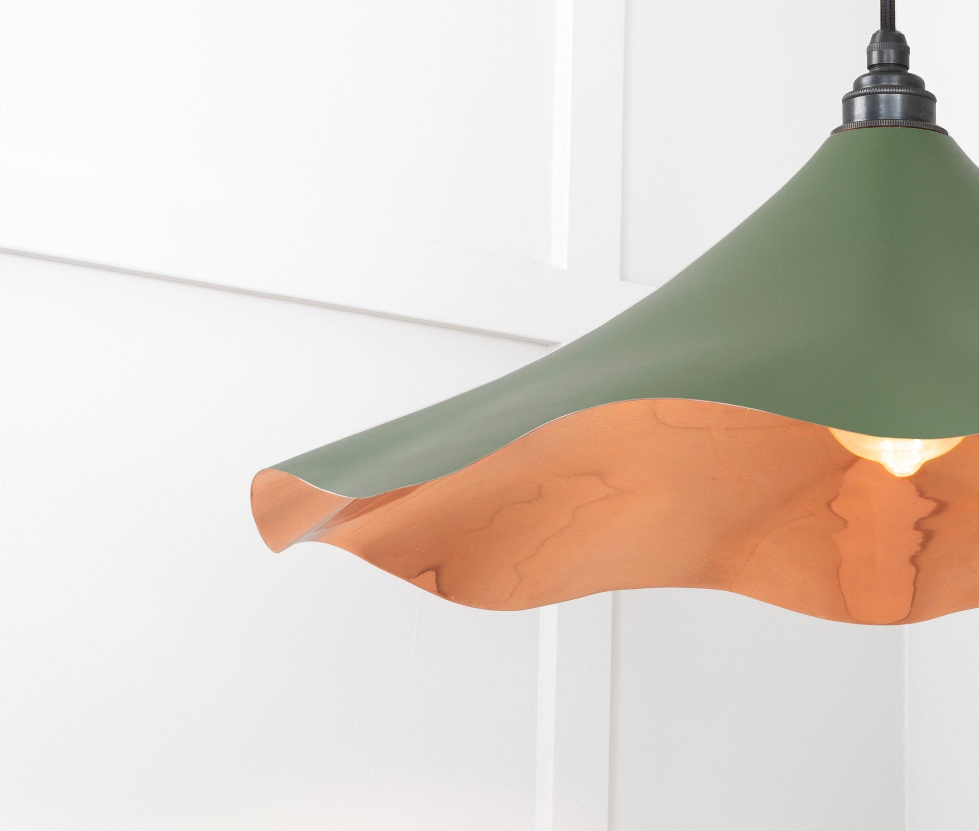 Smooth Copper Flora Pendant Light Heath, Detailed close up view of pendant.