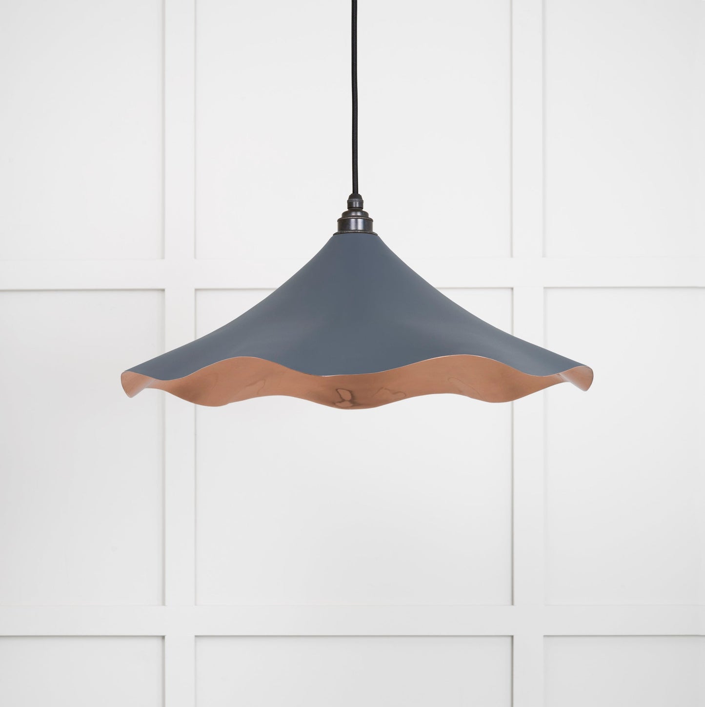 Smooth Copper Flora Pendant Light Slate, Front Side.