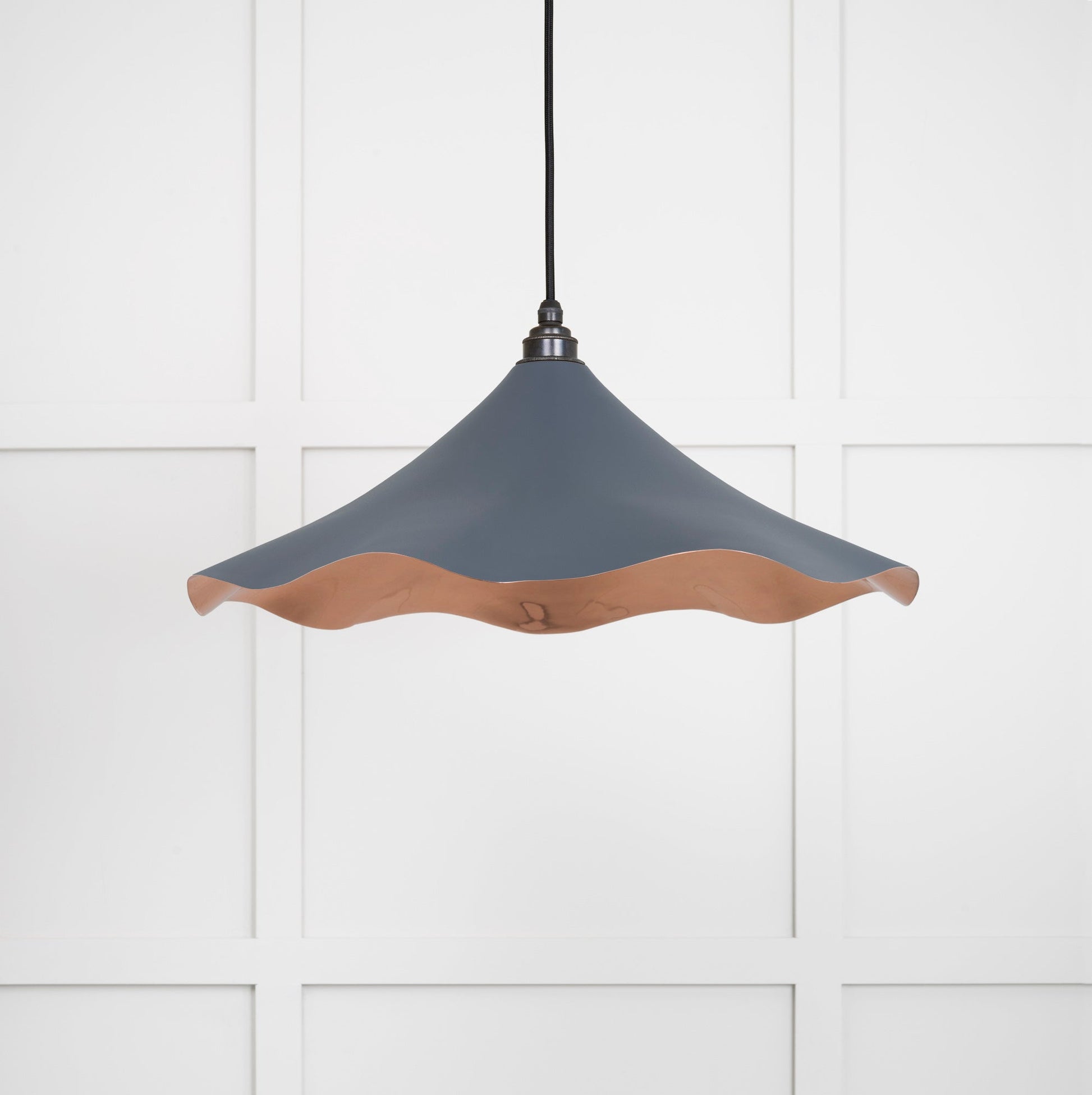 Smooth Copper Flora Pendant Light Slate, Front Side.