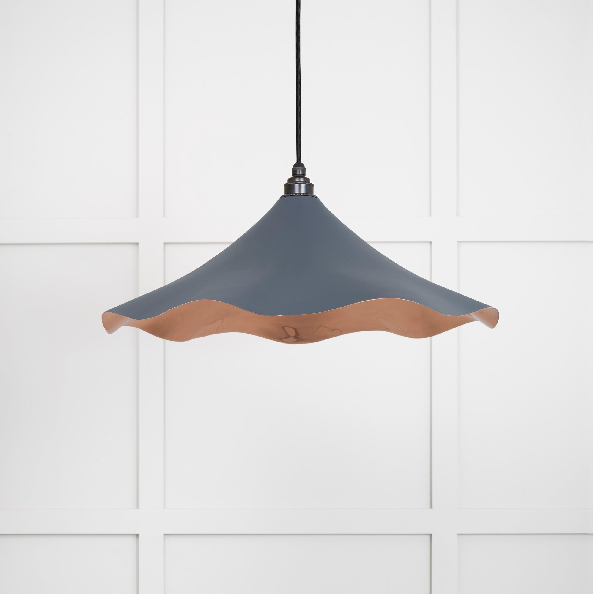 Smooth Copper Flora Pendant Light Slate, Front Side.