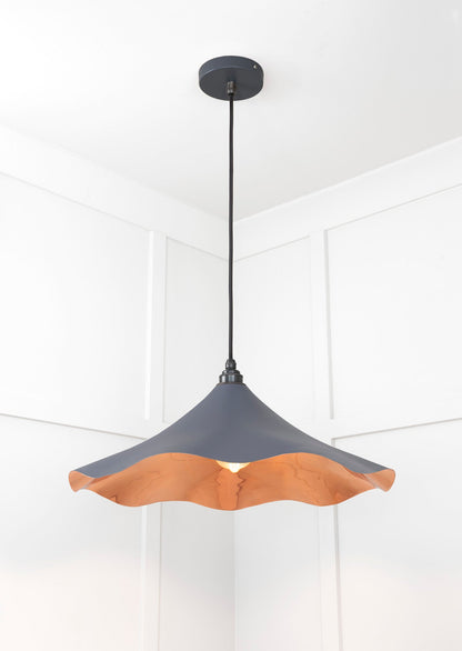 Smooth Copper Flora Pendant Light Slate, Underside.