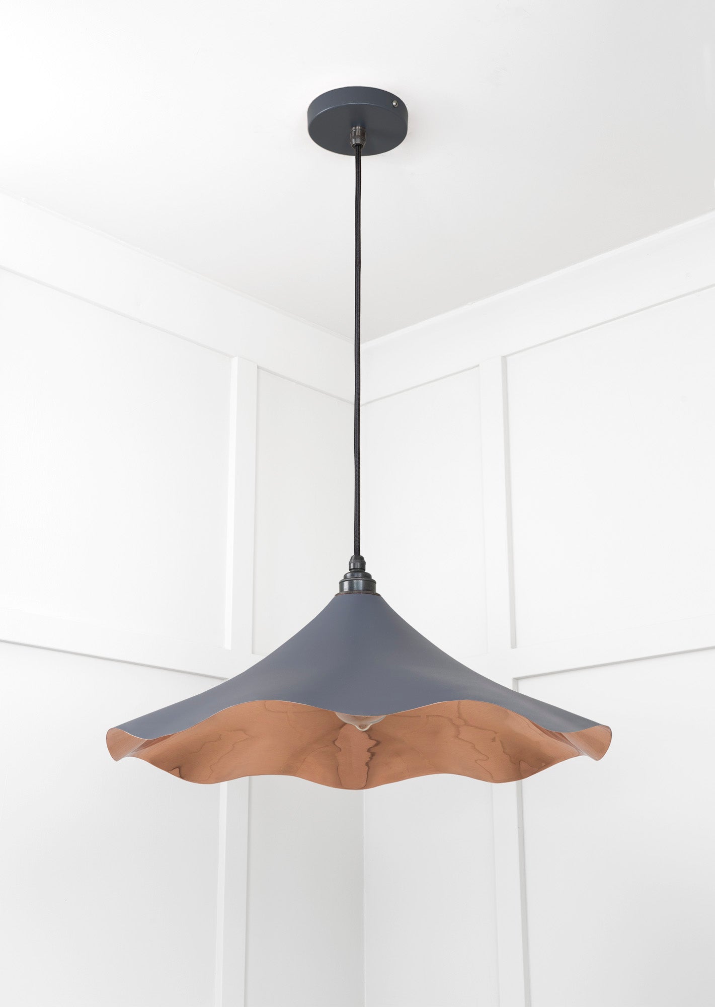 Smooth Copper Flora Pendant Light Slate, Underside.