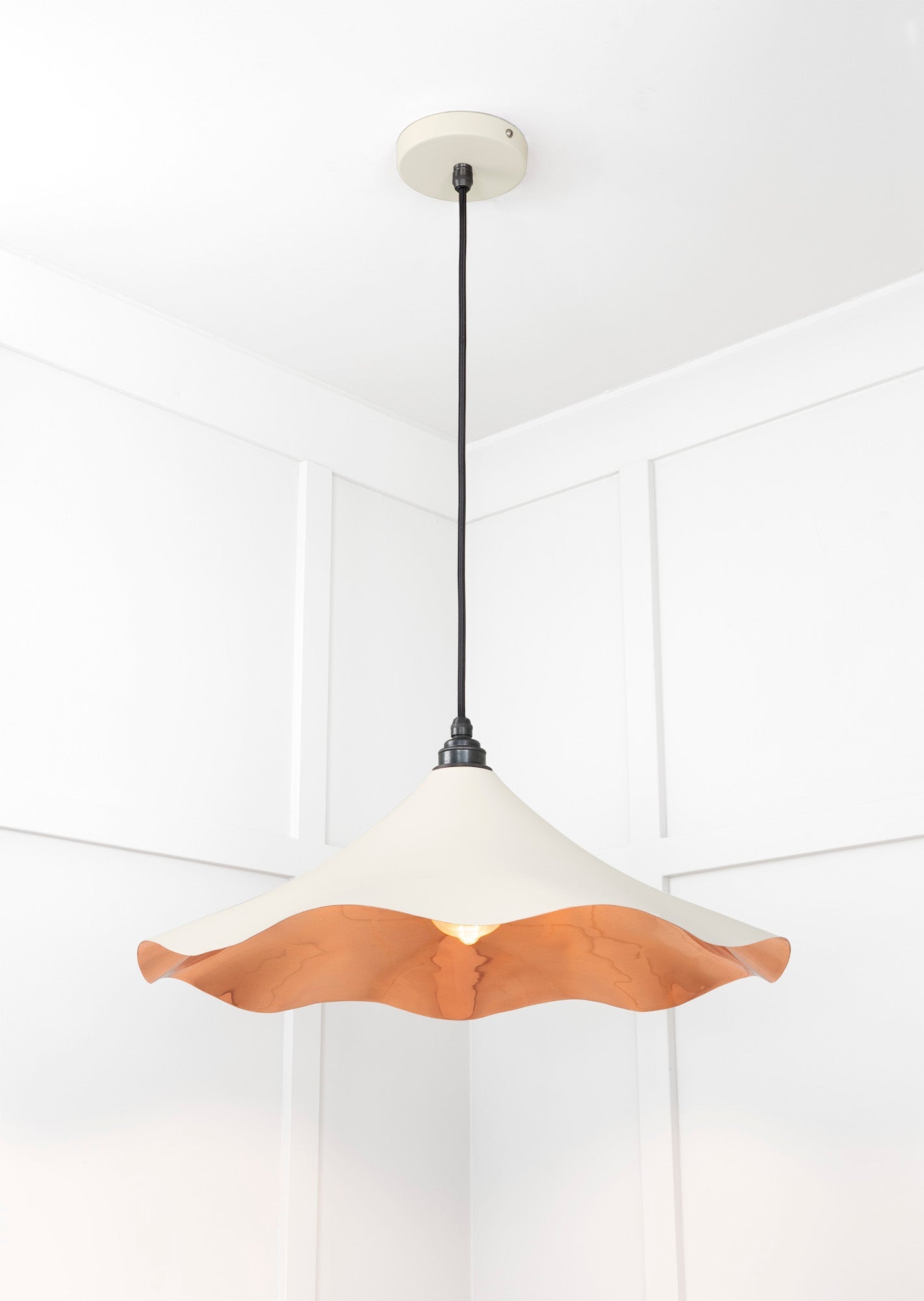 Smooth Copper Flora Pendant Light Teasel, Underside.