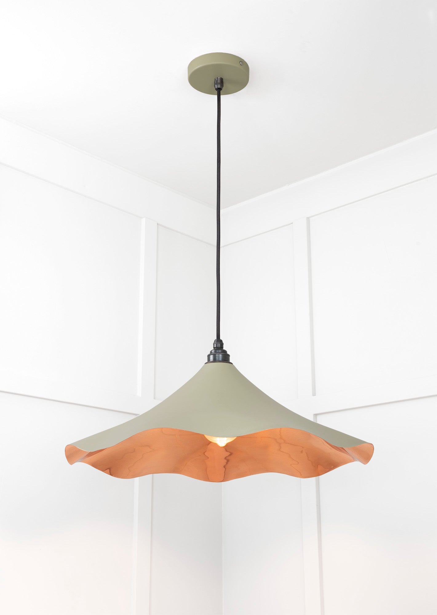 Smooth Copper Flora Pendant Light Tump, Underside.