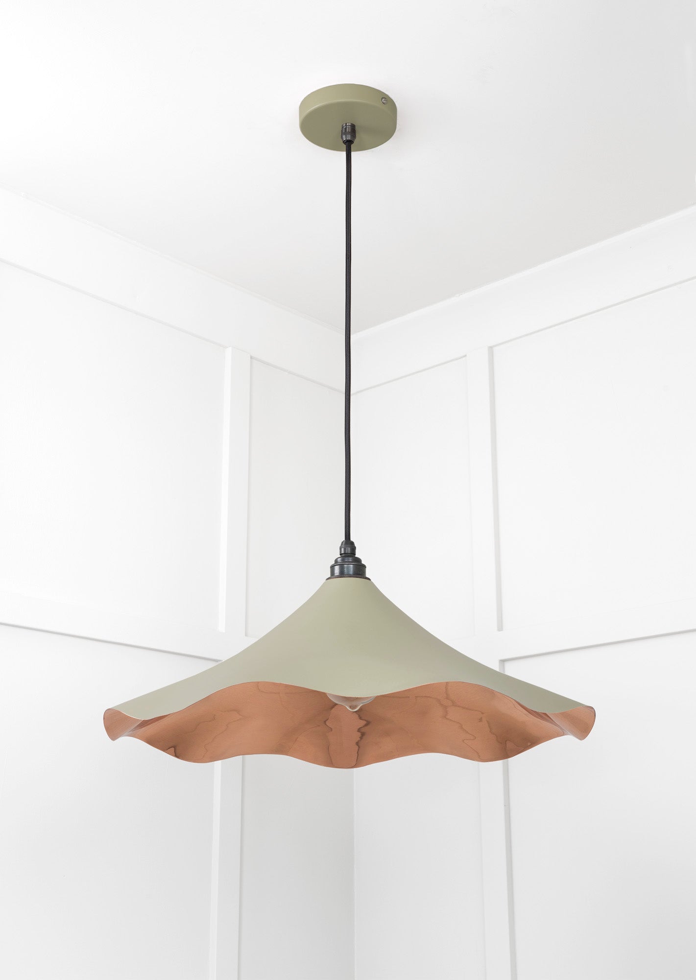 Smooth Copper Flora Pendant Light Tump, Underside.