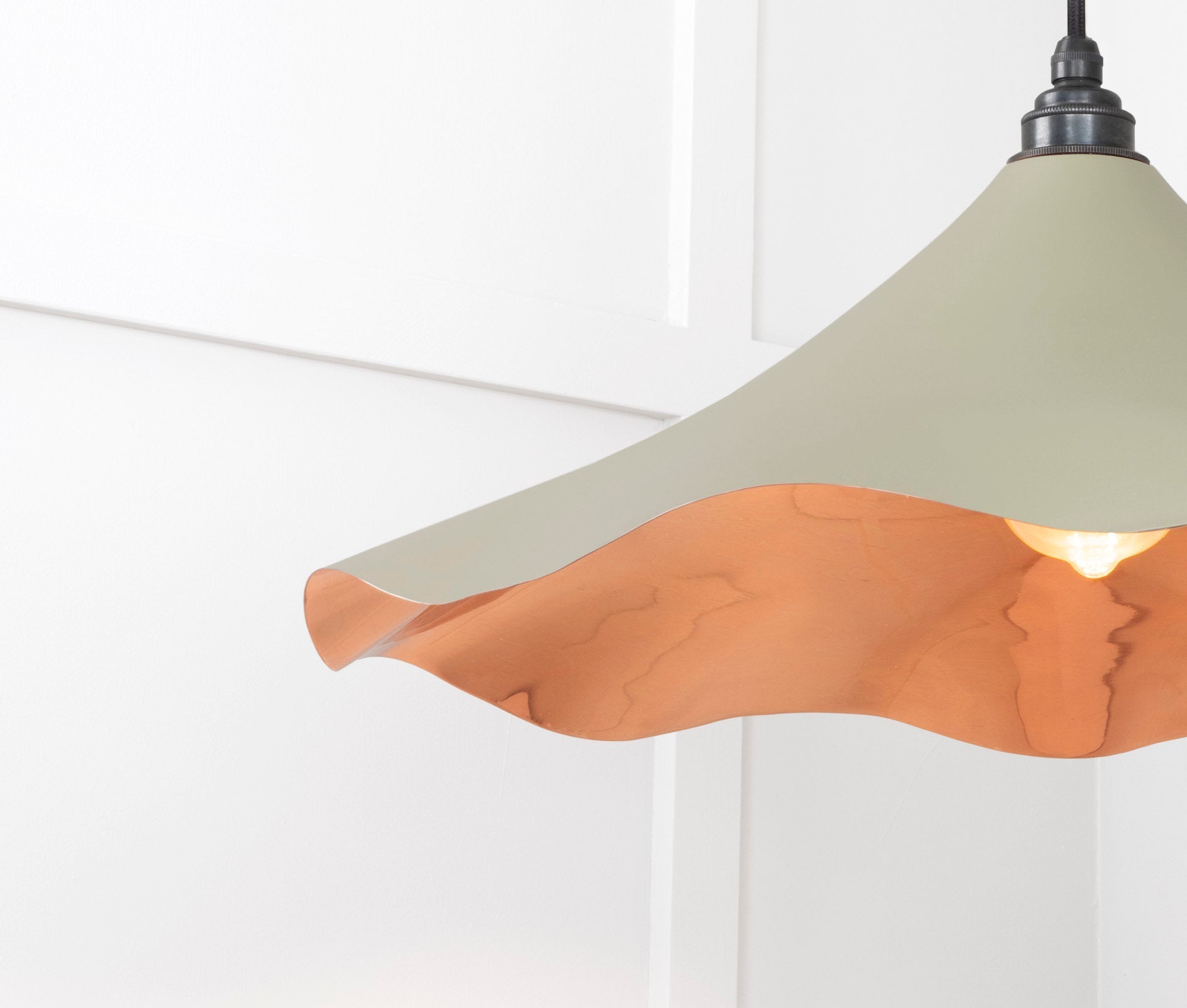 Smooth Copper Flora Pendant Light Tump, Detailed close up view of pendant.
