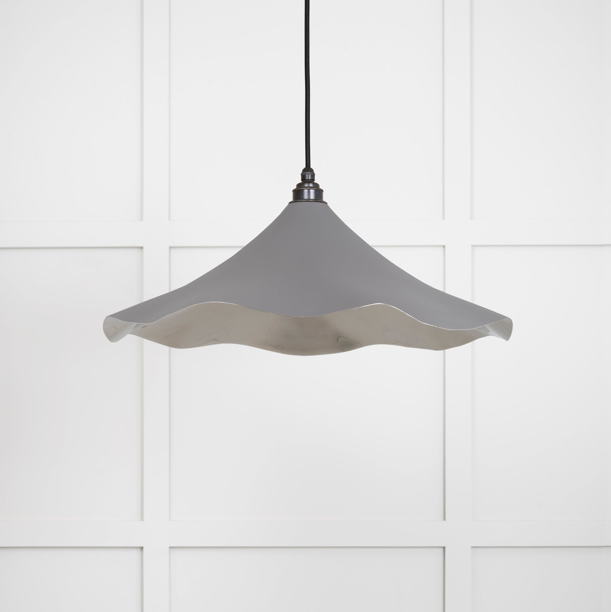 Smooth Nickel Flora Pendant Light Bluff, Front Side.
