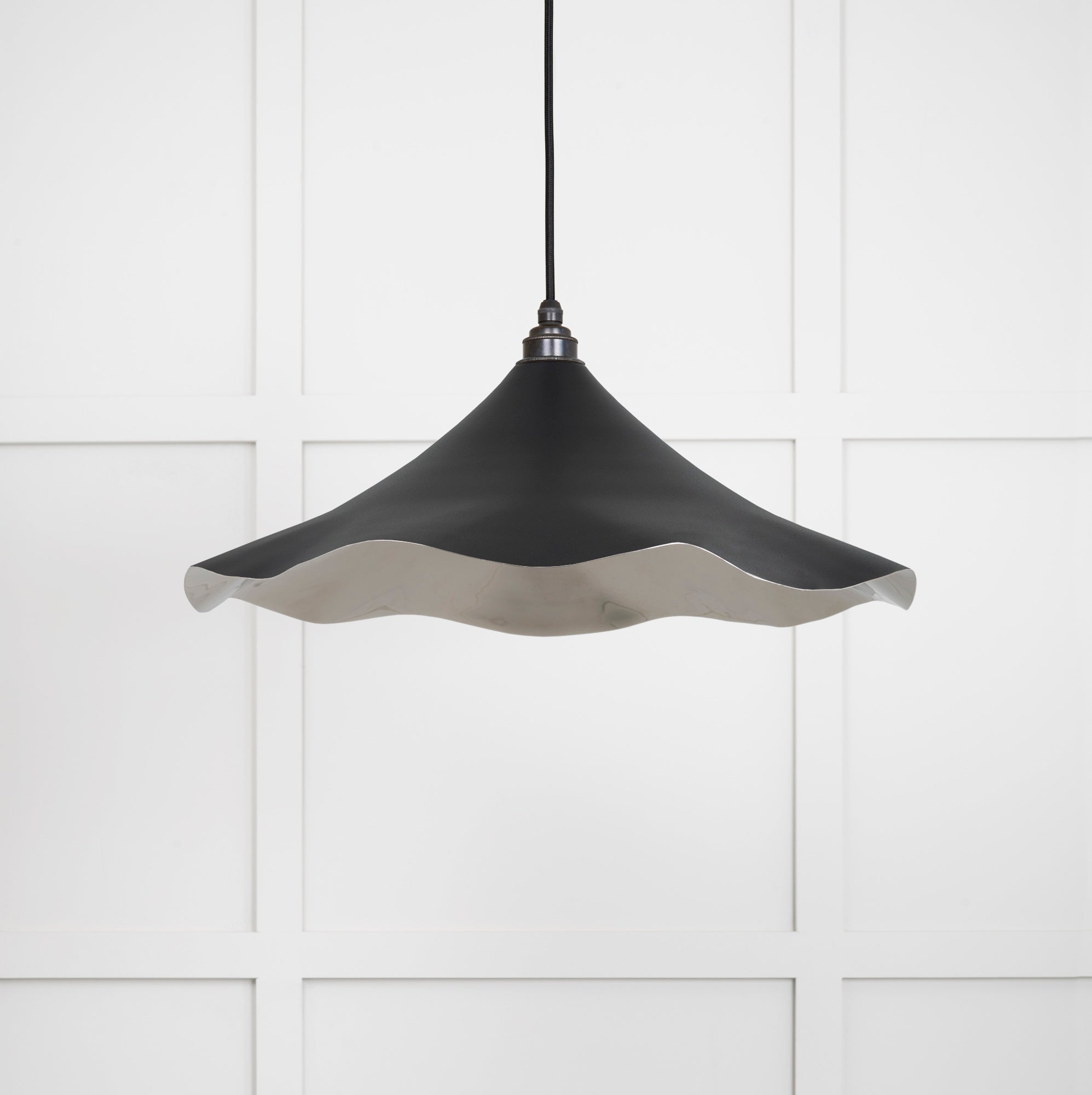 Smooth Nickel Flora Pendant Light Elan Black, Front Side.