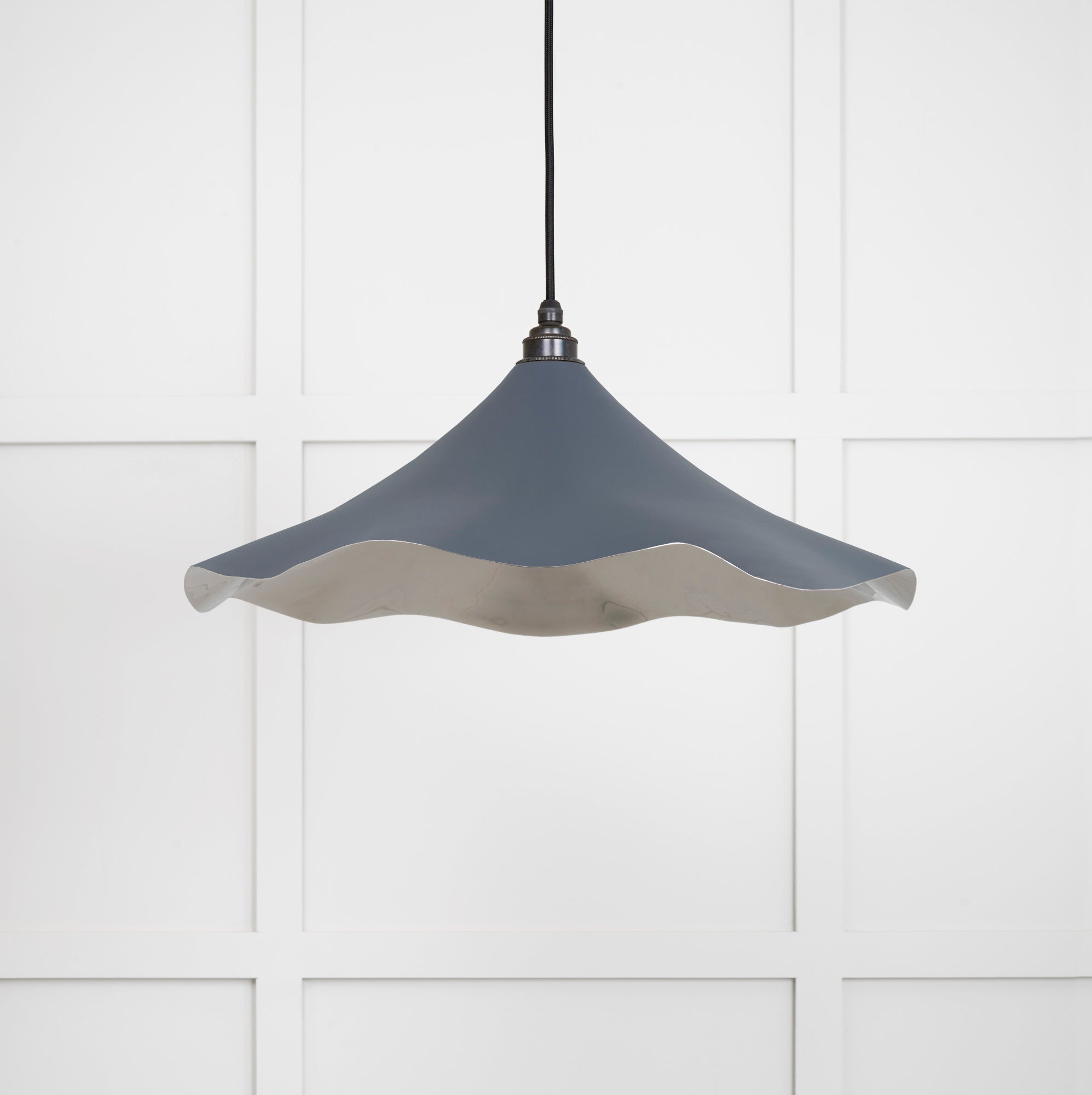 Smooth Nickel Flora Pendant Light Slate, Front Side.