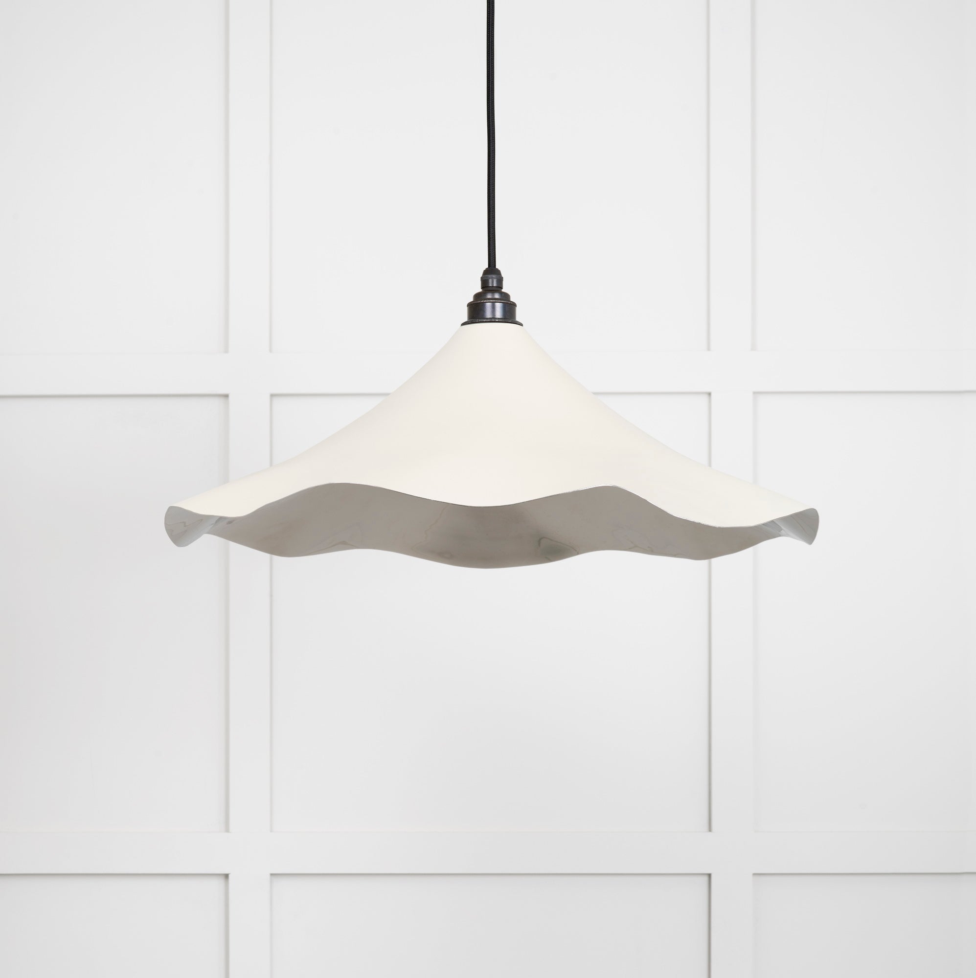Smooth Nickel Flora Pendant Light Teasel, Front Side.