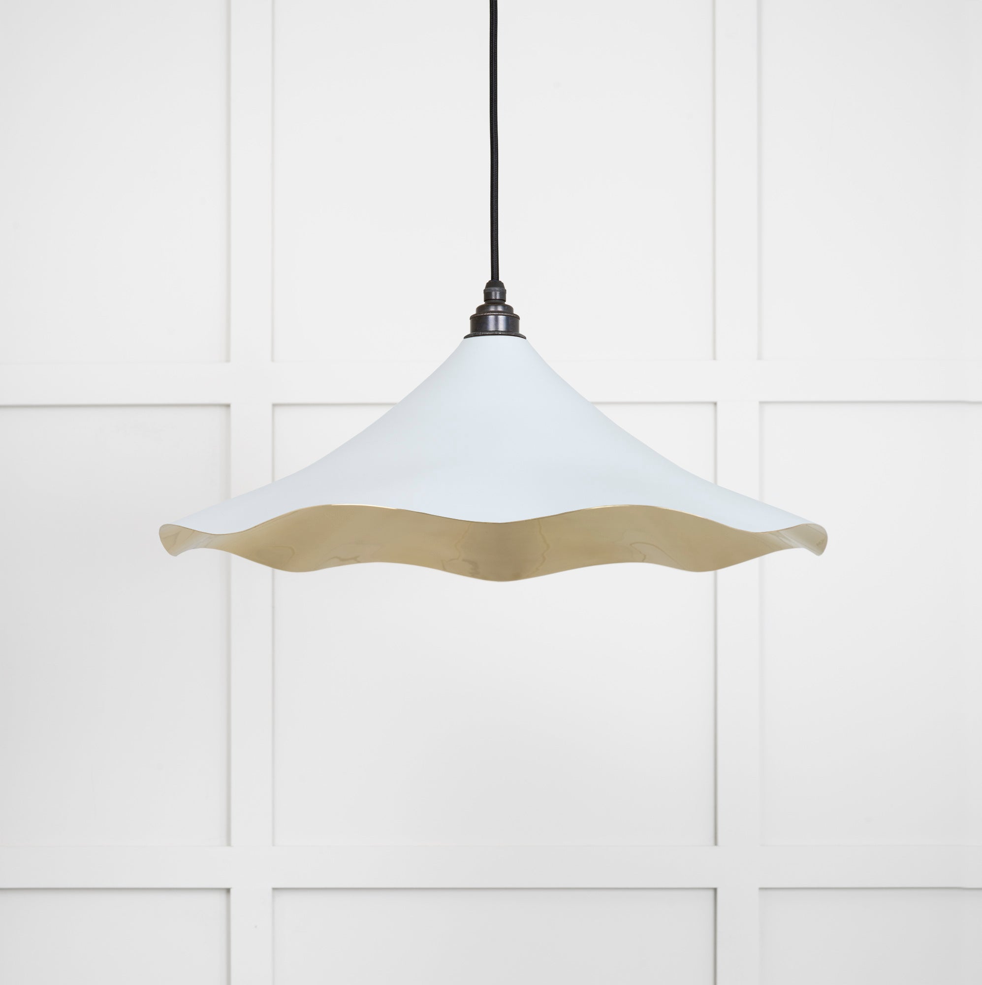 Smooth Brass Flora Pendant Light Birch, Front Side.