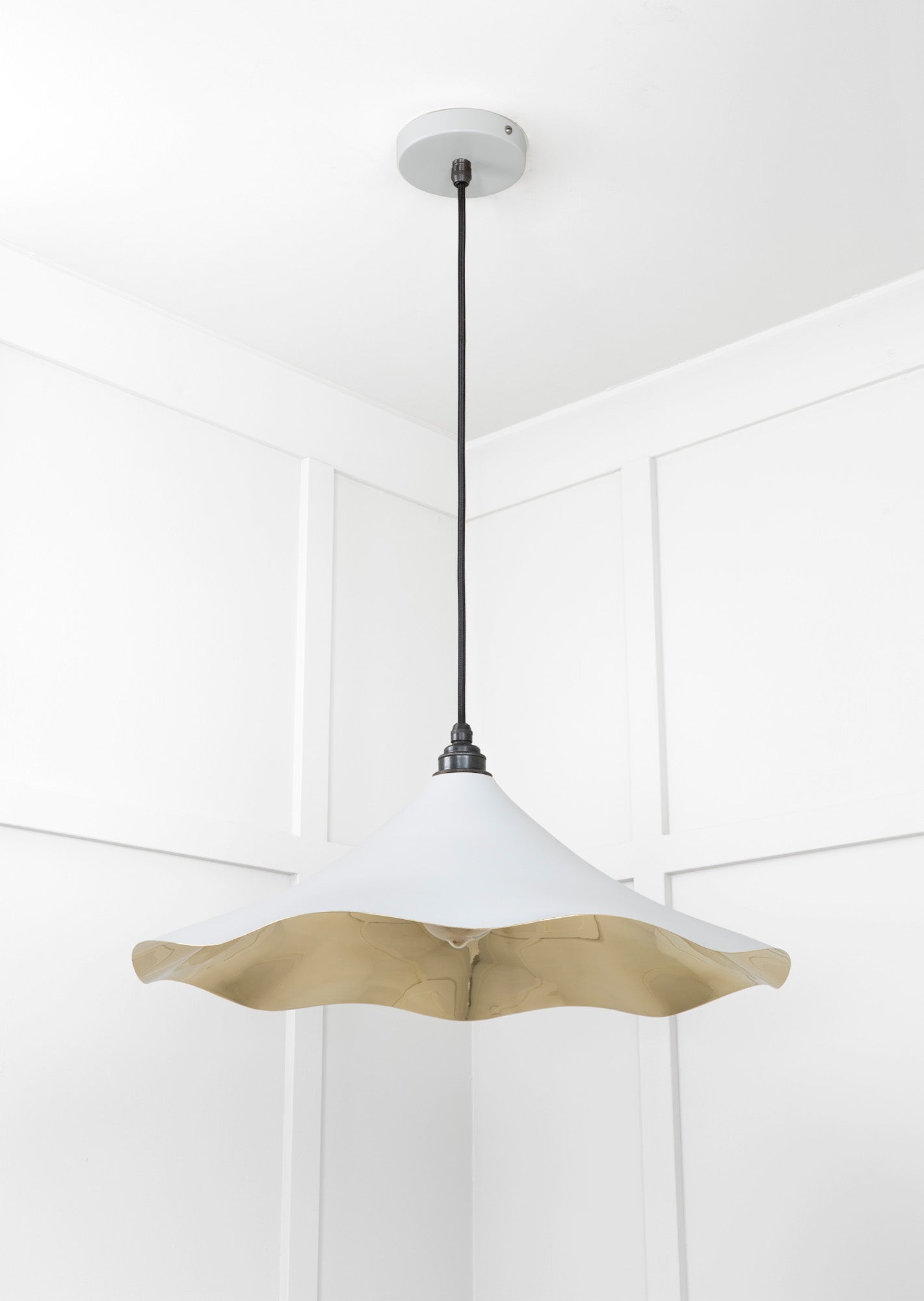 Smooth Brass Flora Pendant Light Birch, Underside.