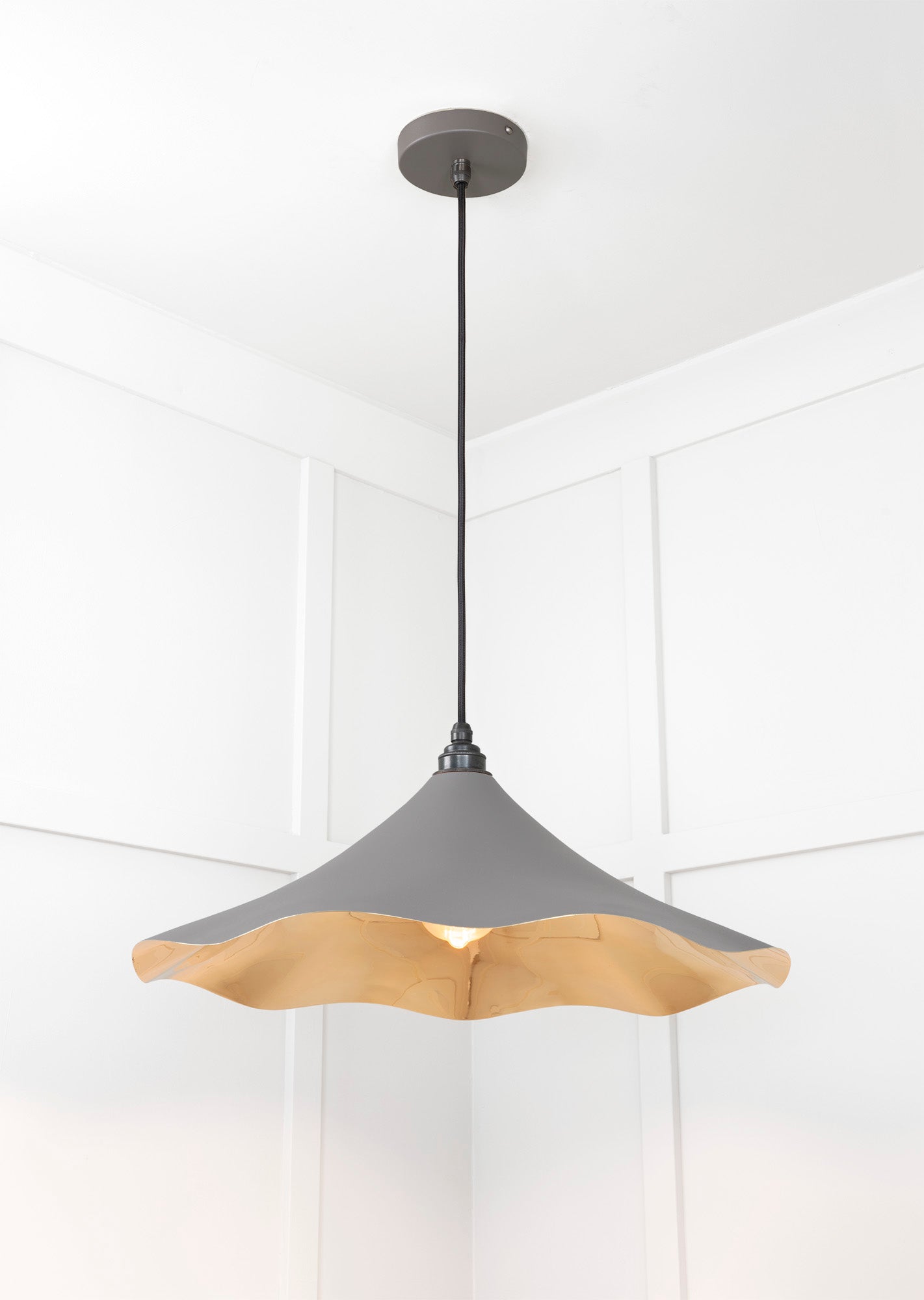 Smooth Brass Flora Pendant Light Bluff, Underside.