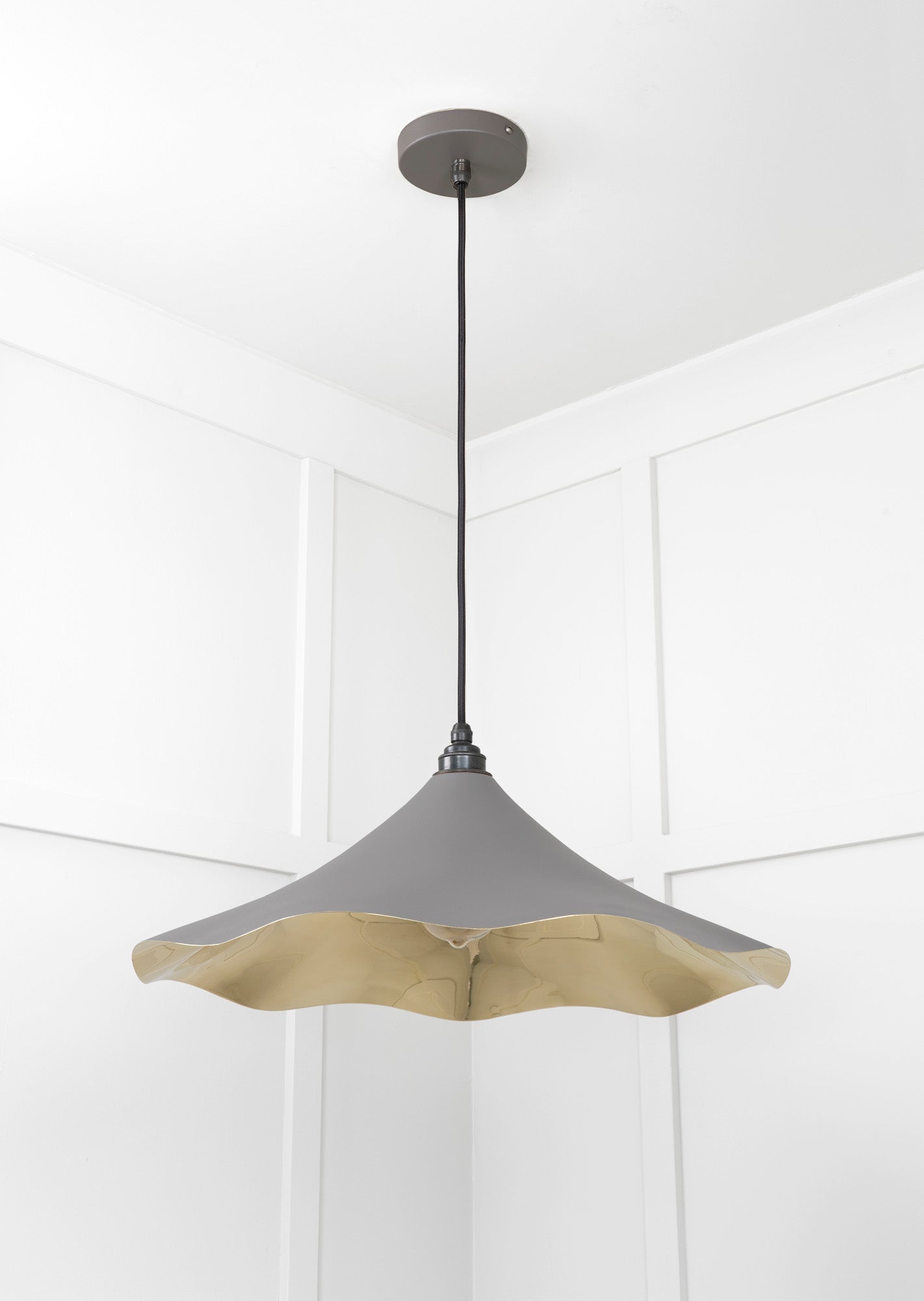 Smooth Brass Flora Pendant Light Bluff, Underside.