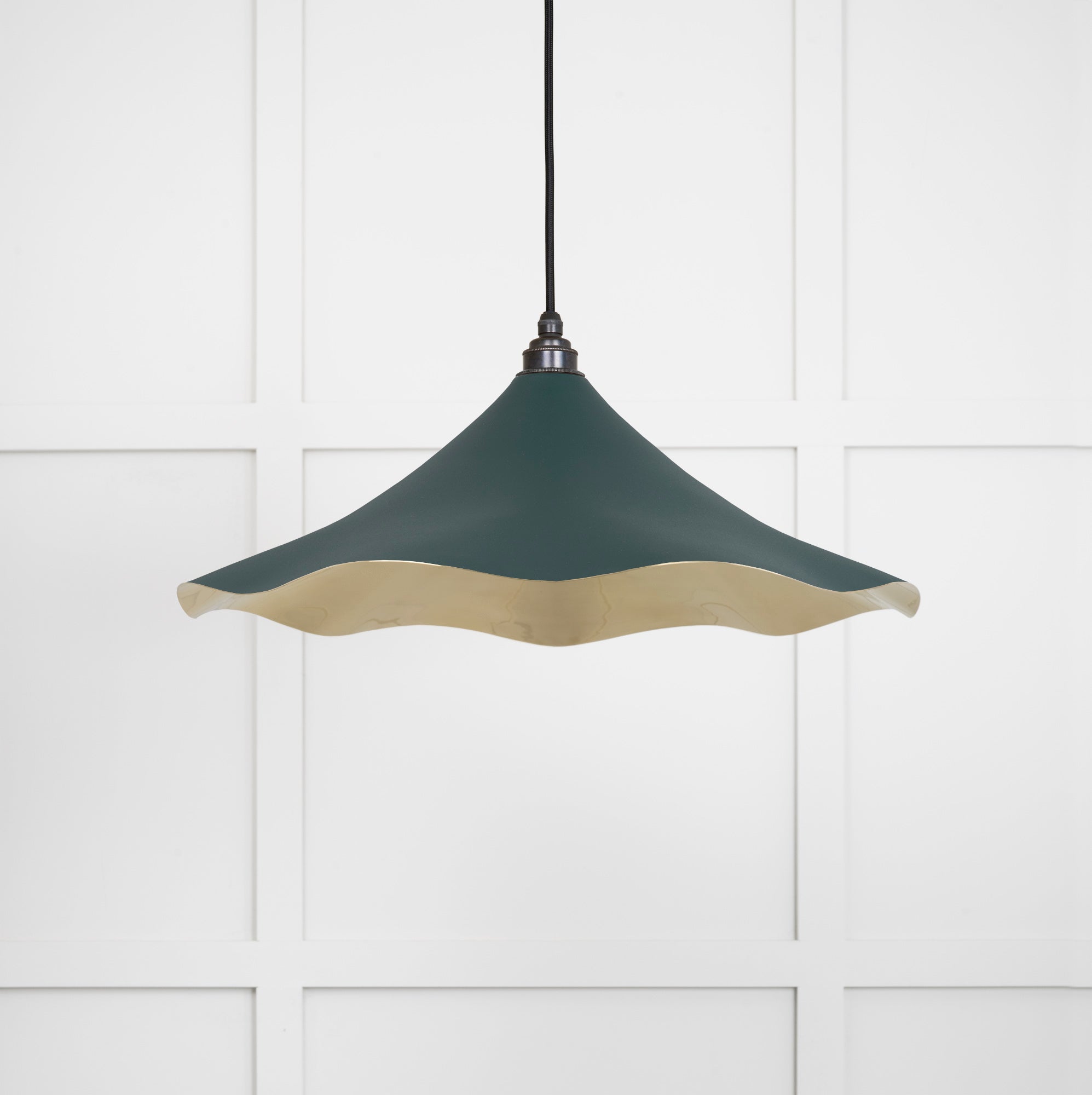 Smooth Brass Flora Pendant Light Dingle, Front Side.