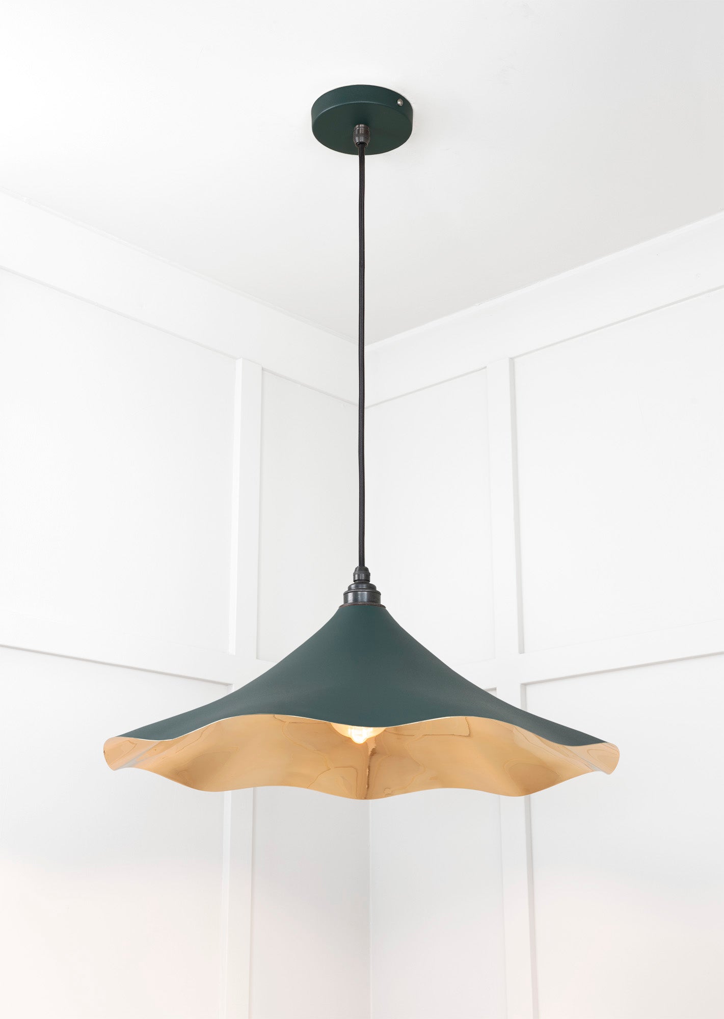 Smooth Brass Flora Pendant Light Dingle, Underside.