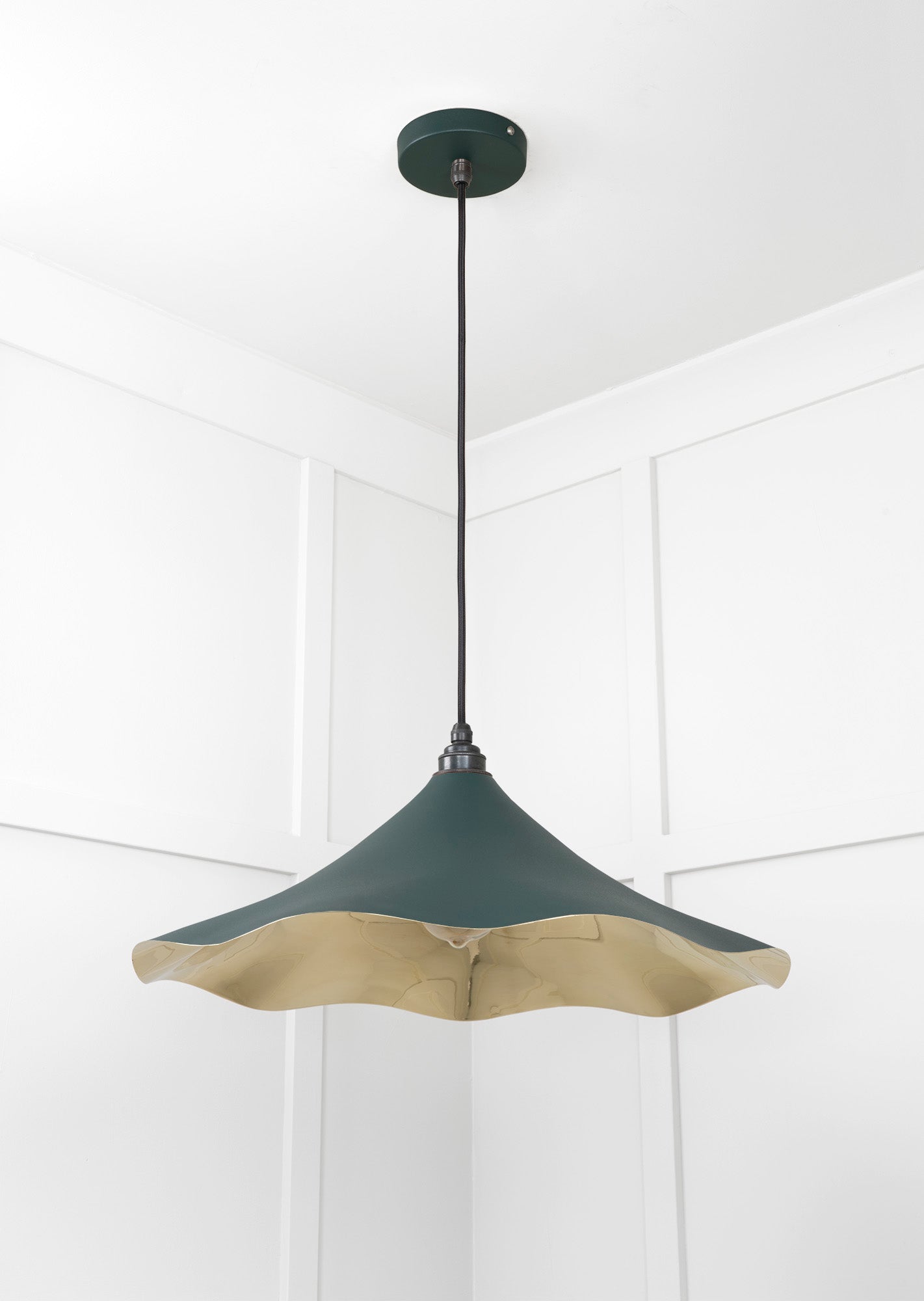 Smooth Brass Flora Pendant Light Dingle, Underside.