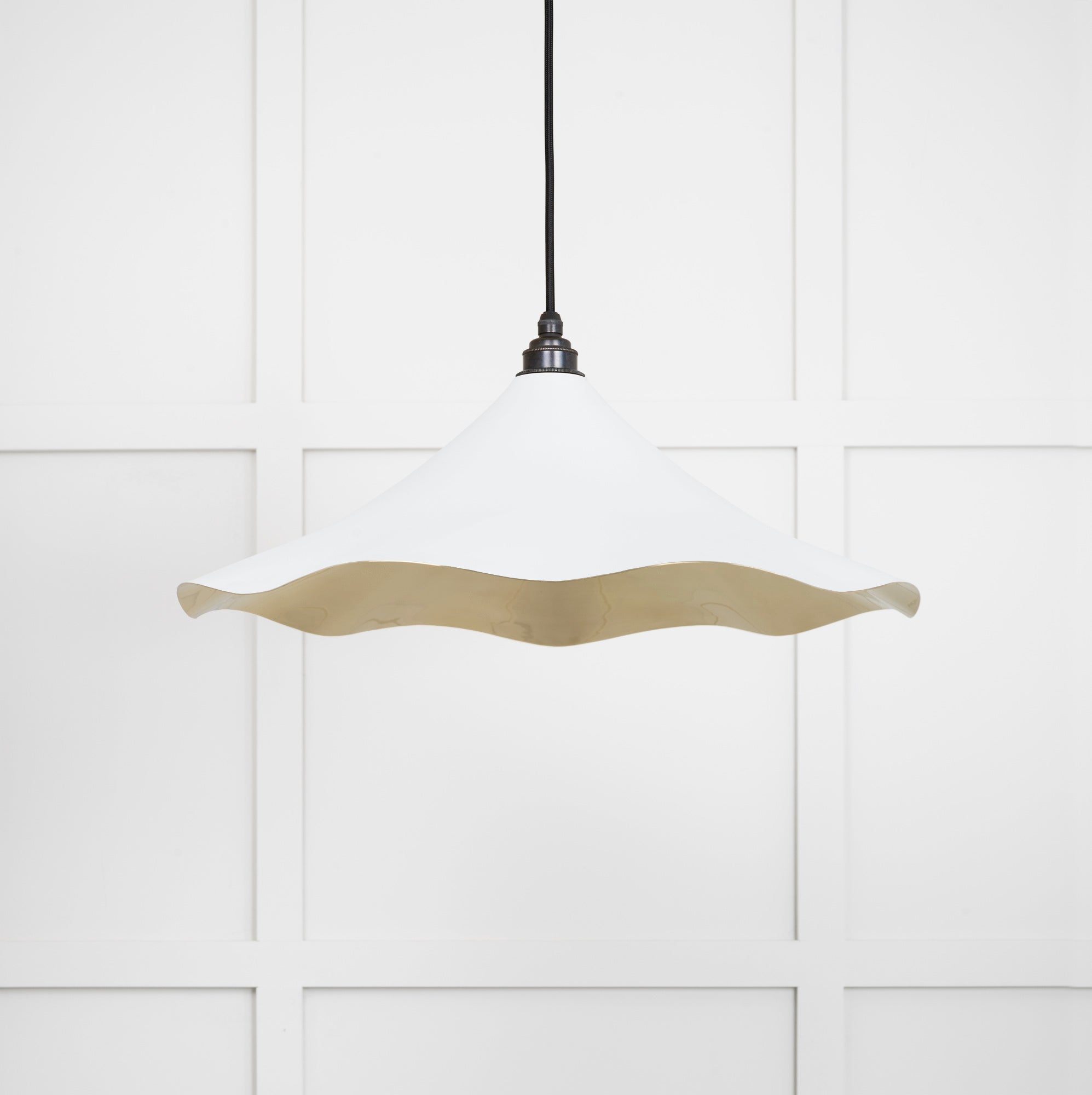 Smooth Brass Flora Pendant Light Flock, Front Side.