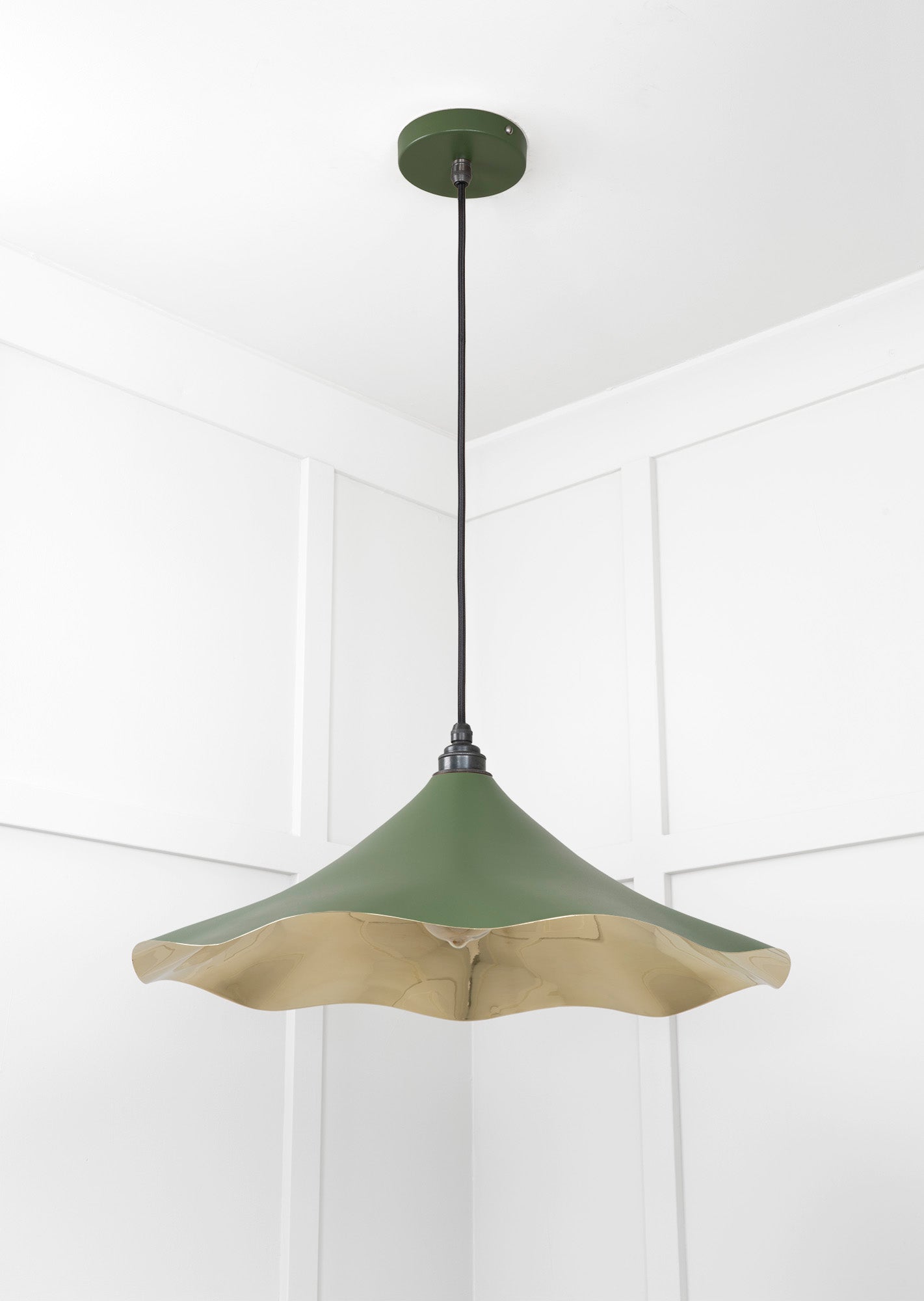 Smooth Brass Flora Pendant Light Heath, Underside.