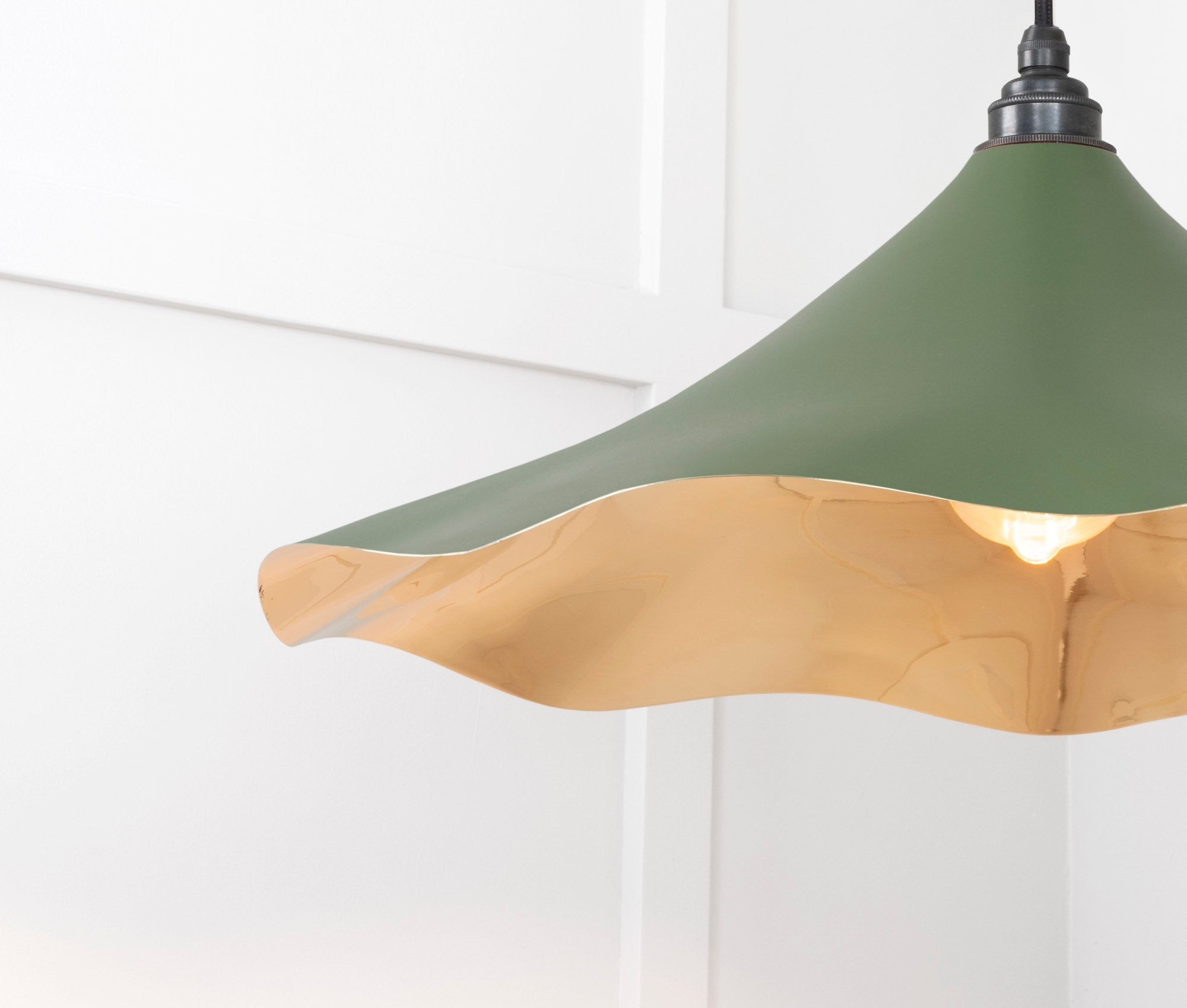 Smooth Brass Flora Pendant Light Heath, Detailed close up view of pendant.