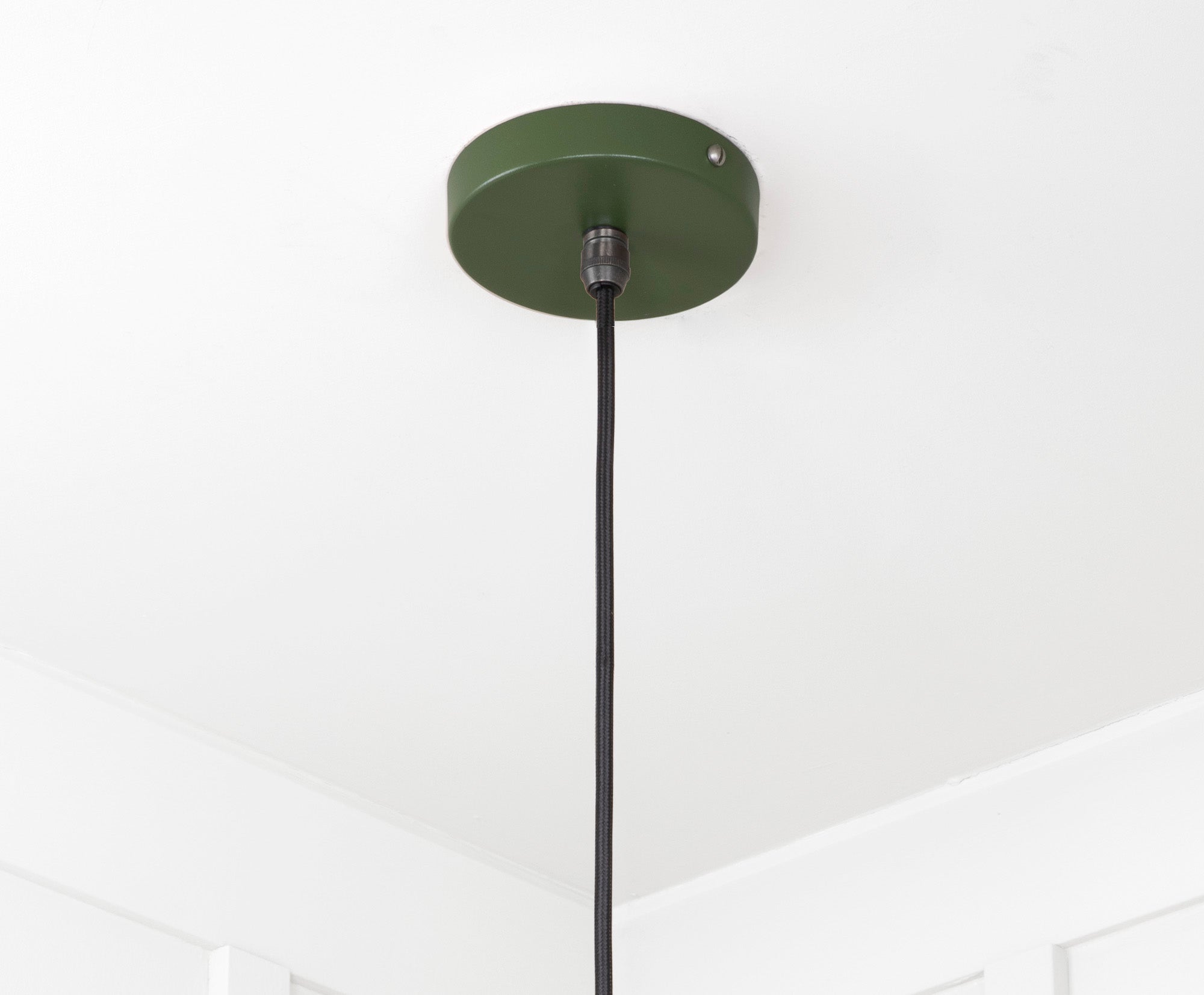 Smooth Brass Flora Pendant Light Heath, close up view of fitting and cable.