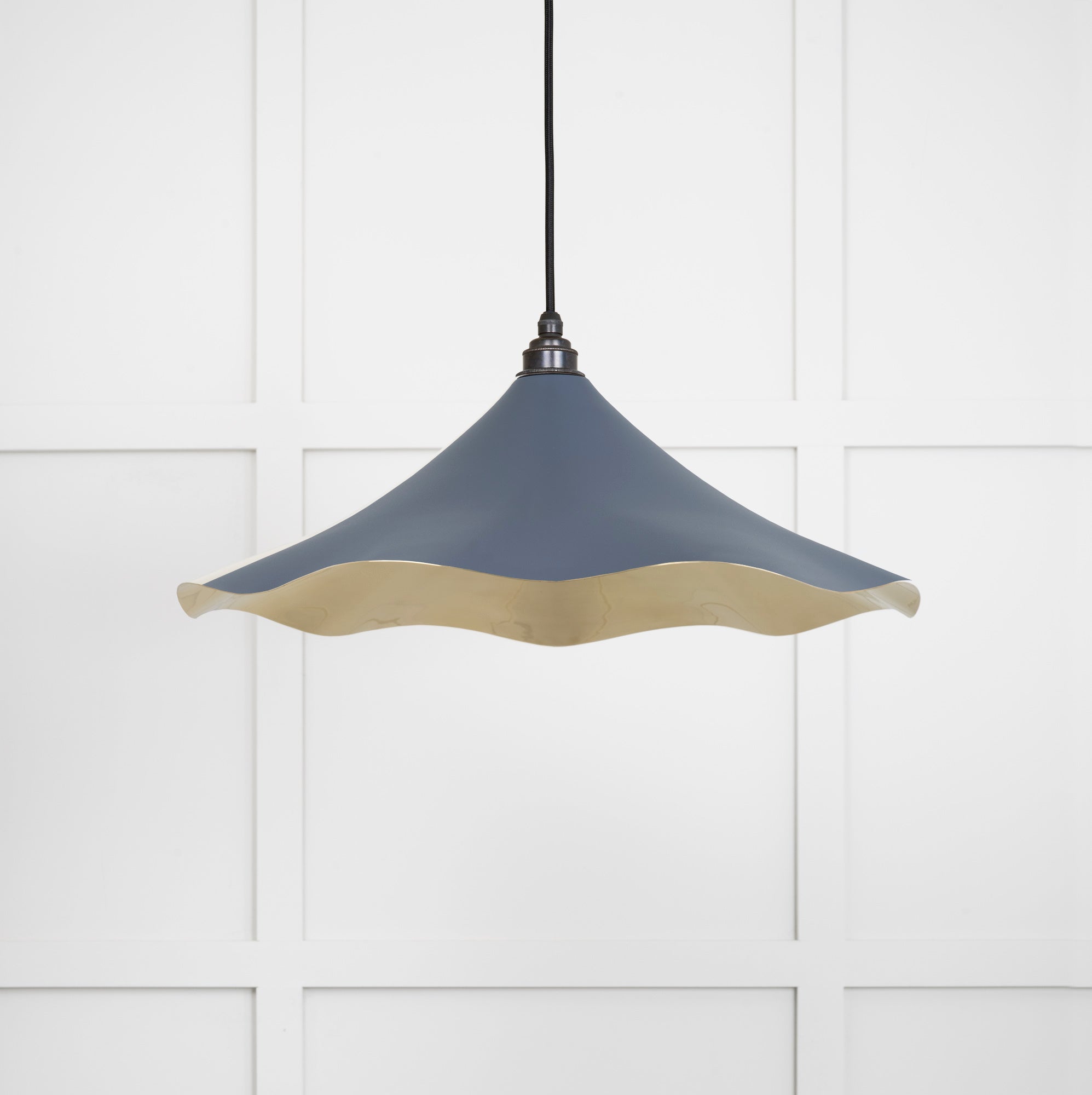 Smooth Brass Flora Pendant Light Slate, Front Side.