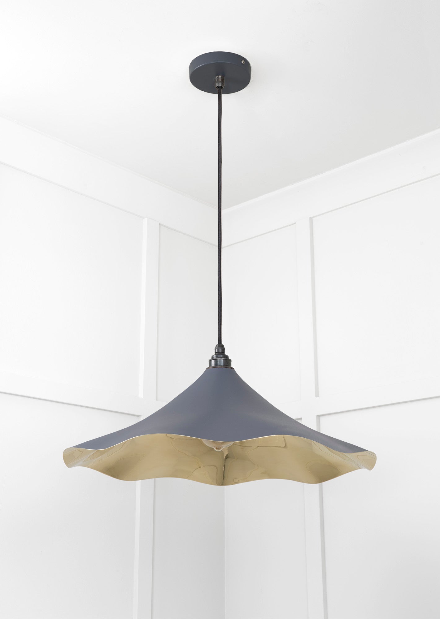 Smooth Brass Flora Pendant Light Slate, Underside.