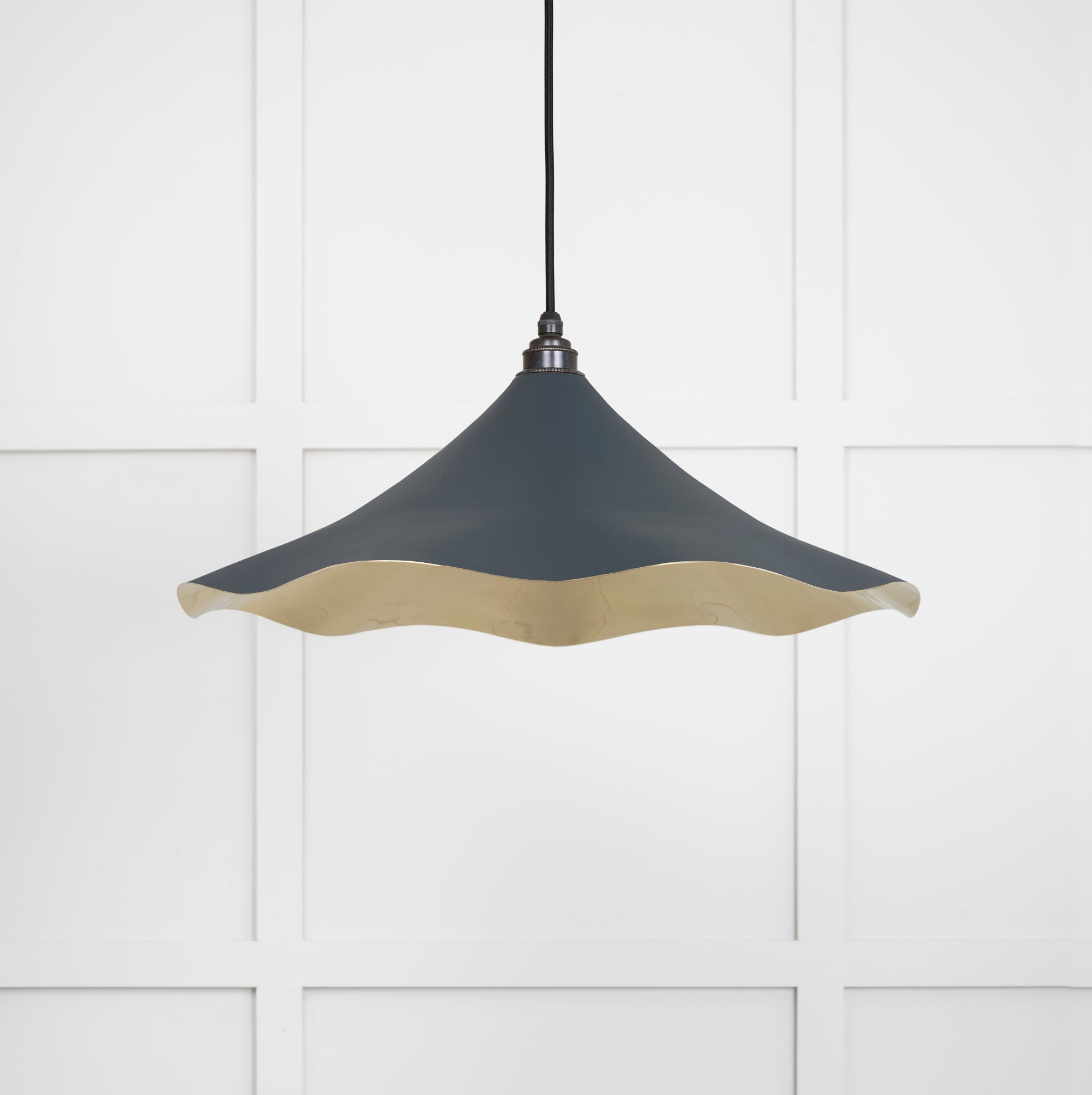 Smooth Brass Flora Pendant Light Soot, Front Side.