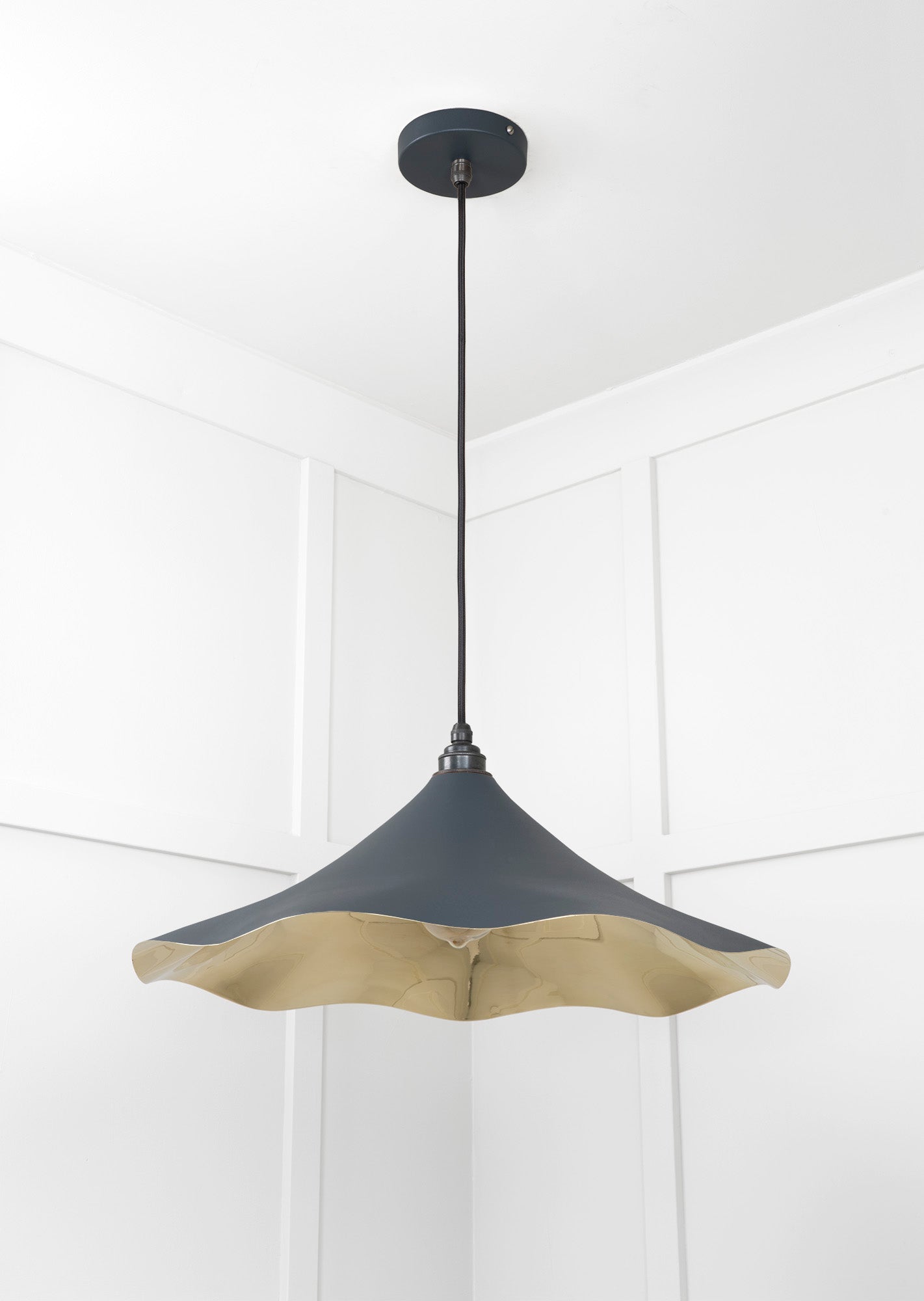 Smooth Brass Flora Pendant Light Soot, Underside.