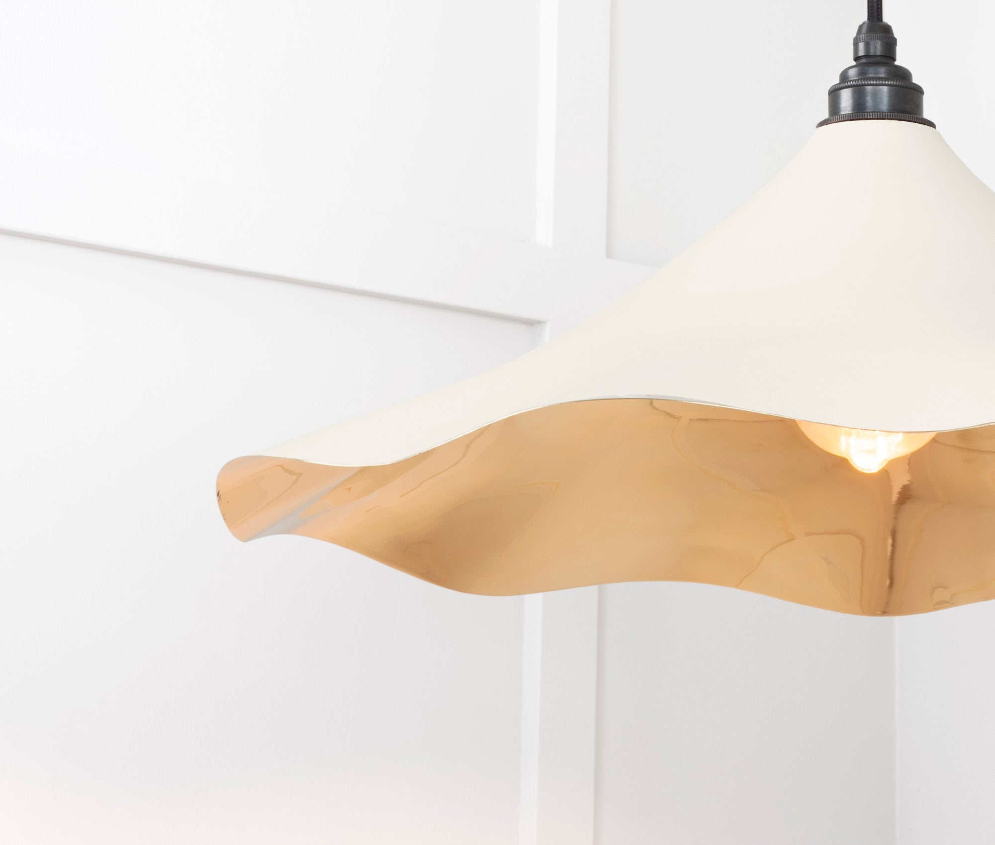 Smooth Brass Flora Pendant Light Teasel, Detailed close up view of pendant.