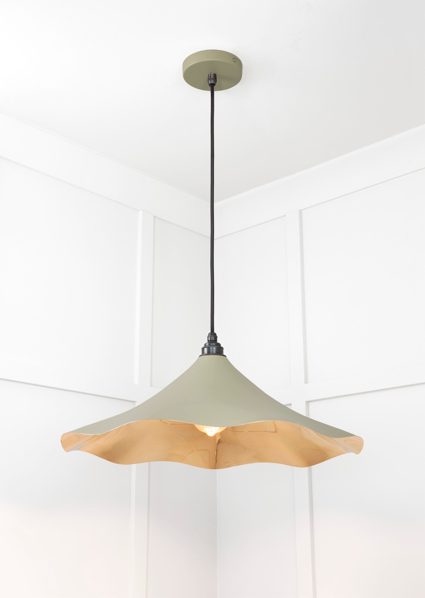 Smooth Brass Flora Pendant Light Tump, Underside.