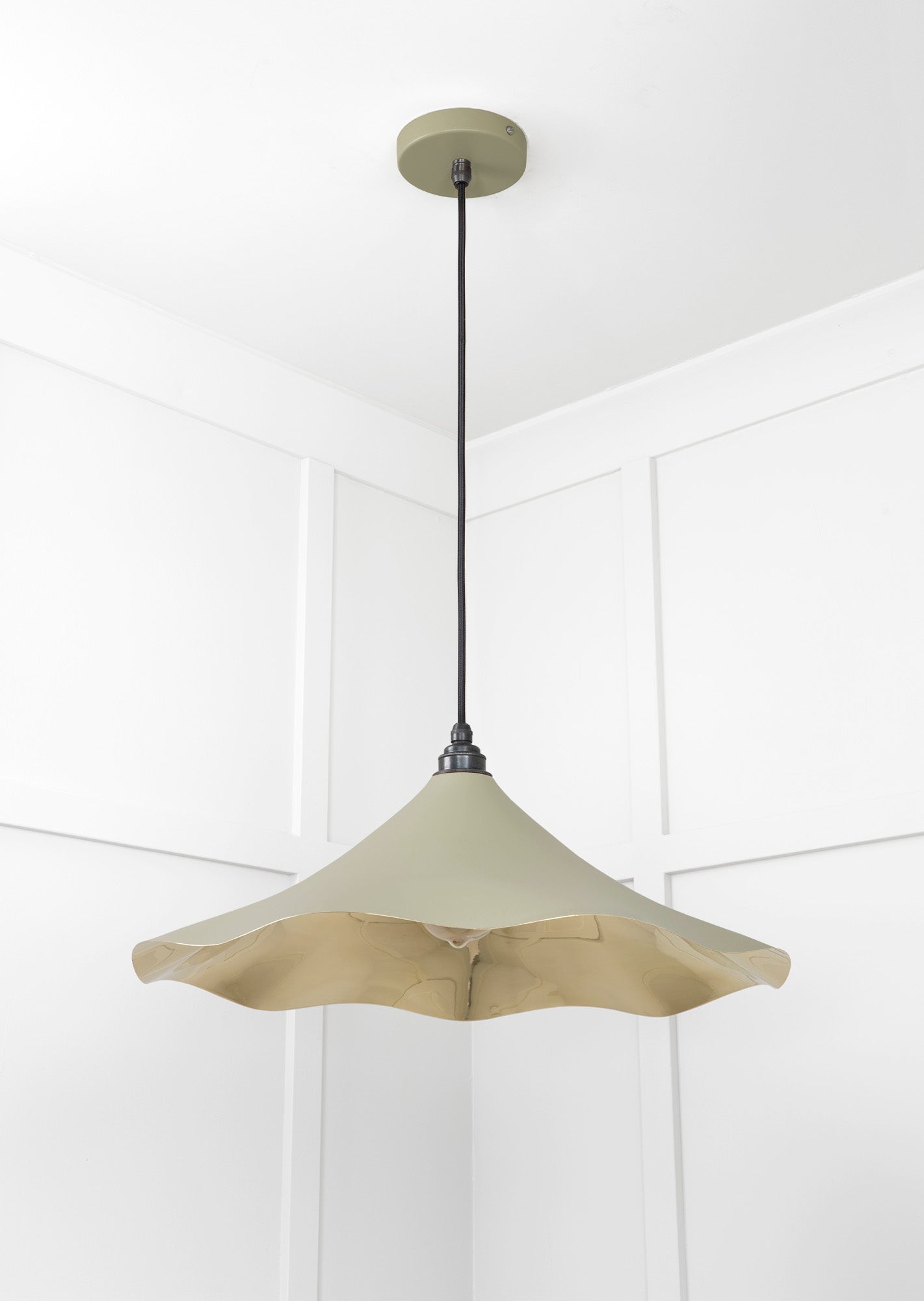 Smooth Brass Flora Pendant Light Tump, Underside.